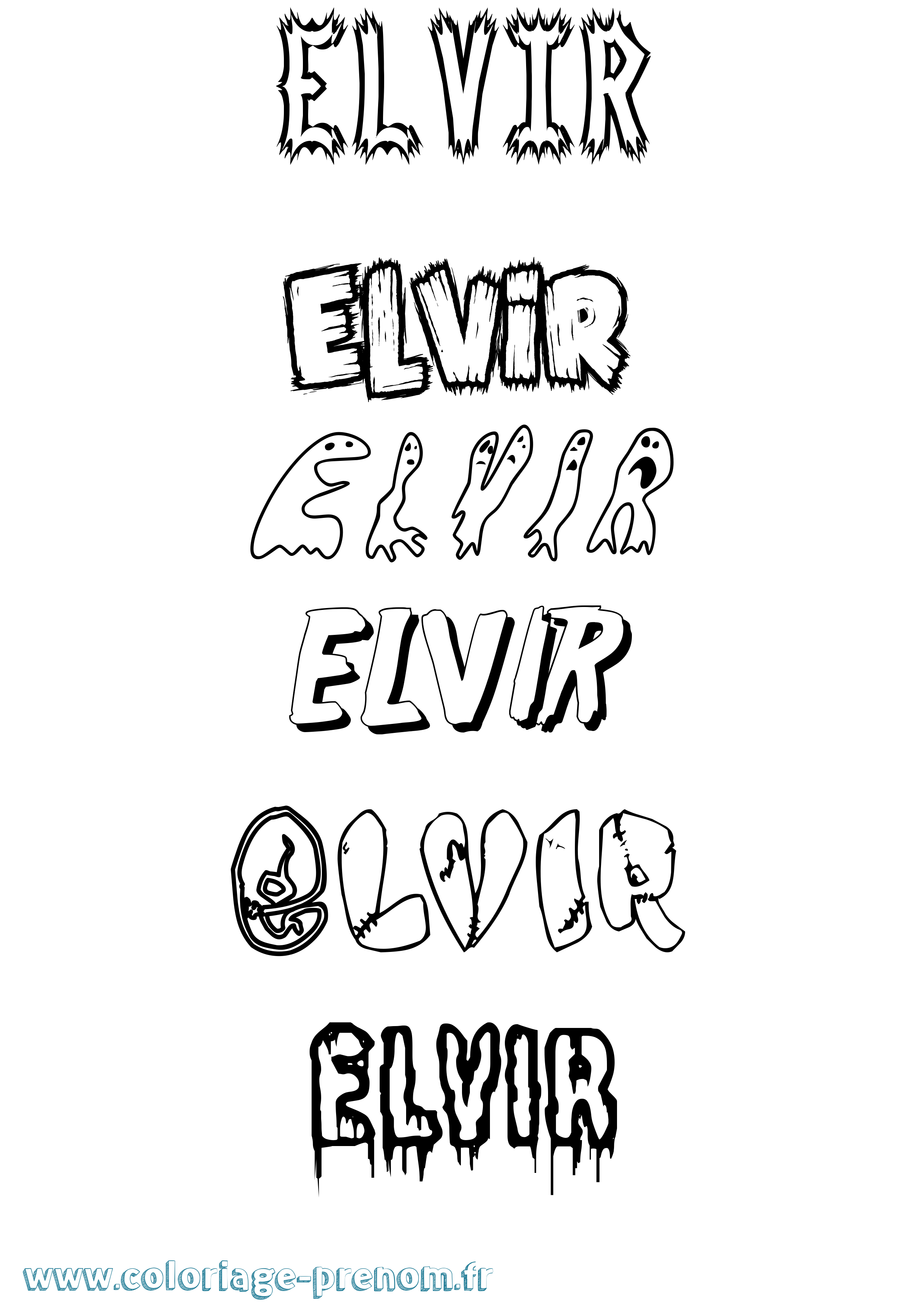Coloriage Elvir Frisson Coloriage prénom Elvir Frisson