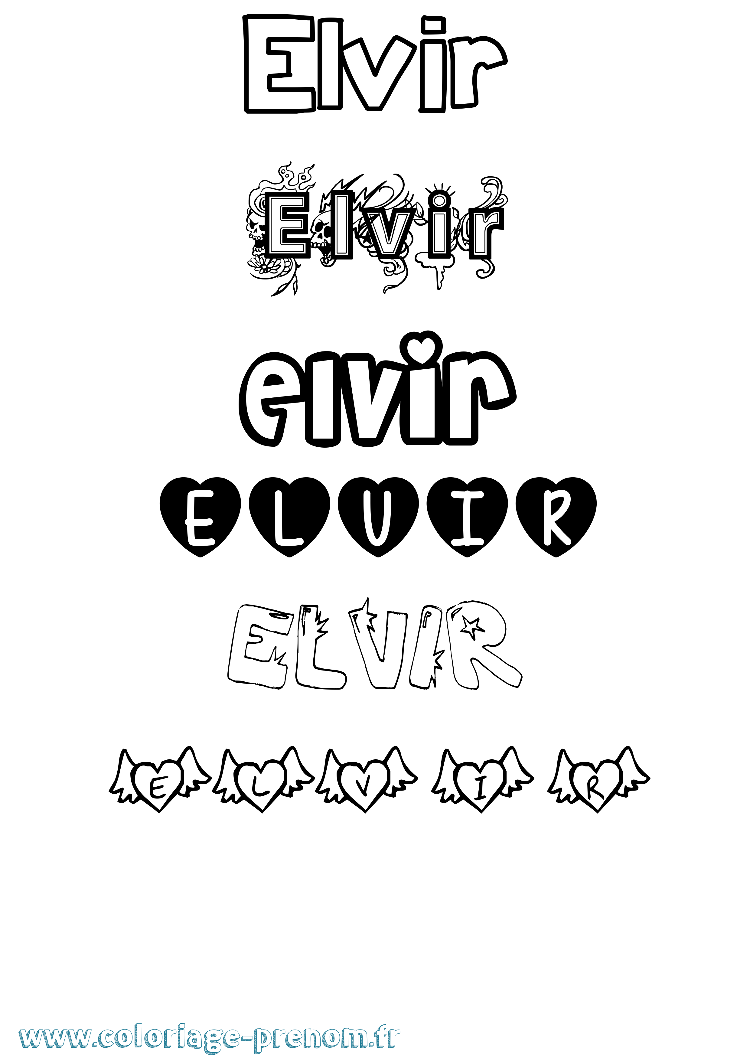Coloriage Elvir Girly Coloriage prénom Elvir Girly