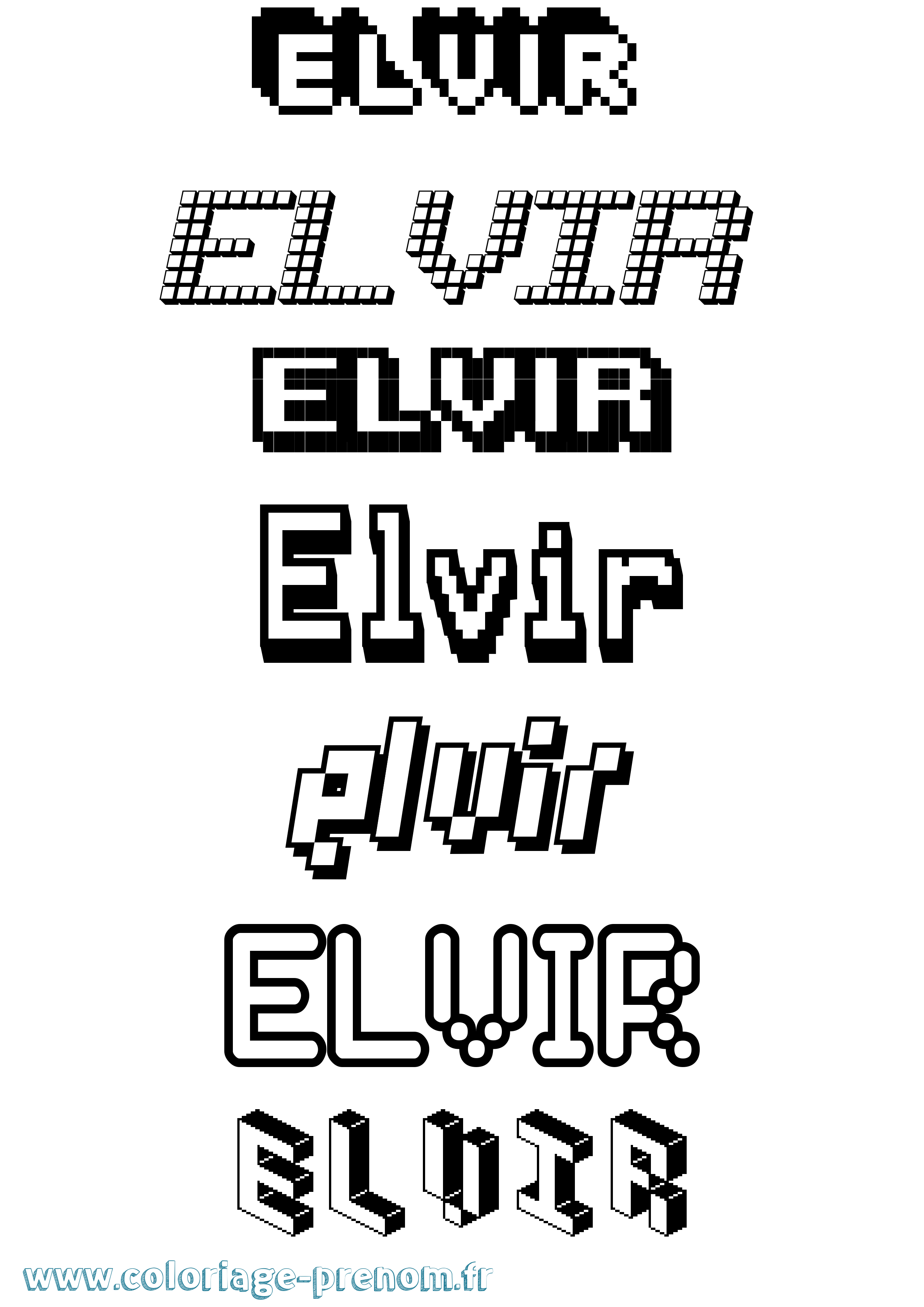 Coloriage Elvir Pixel Coloriage prénom Elvir Pixel