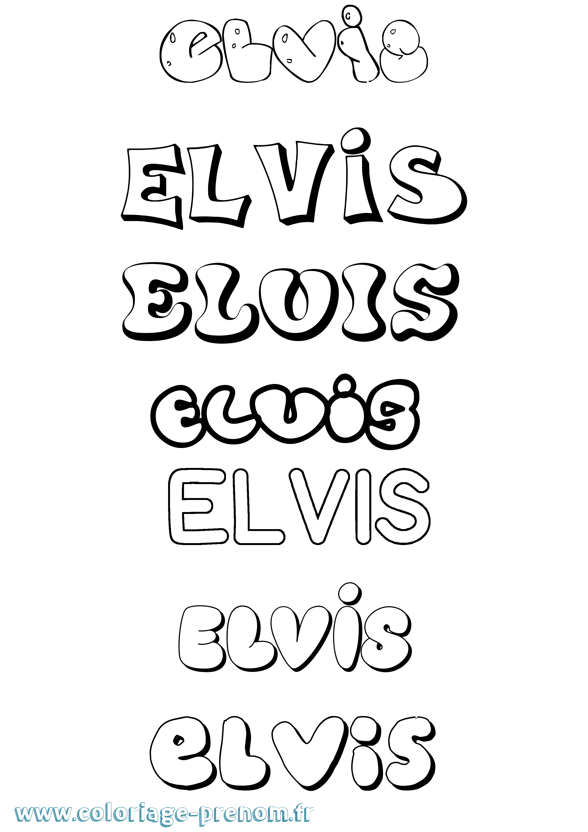 Coloriage Elvis Bubble Coloriage prénom Elvis Bubble