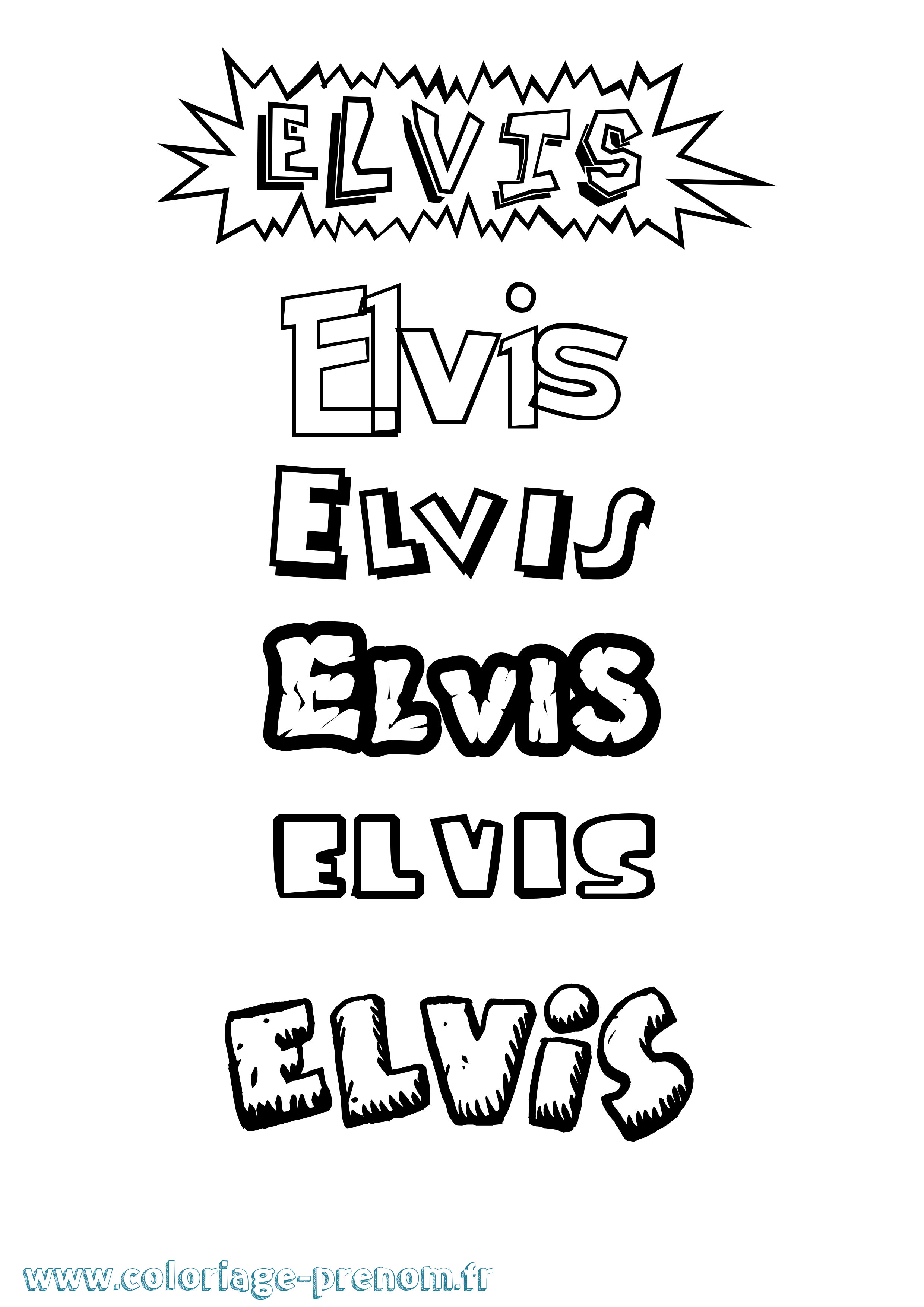 Coloriage Elvis Dessin Animé Coloriage prénom Elvis Dessin Animé