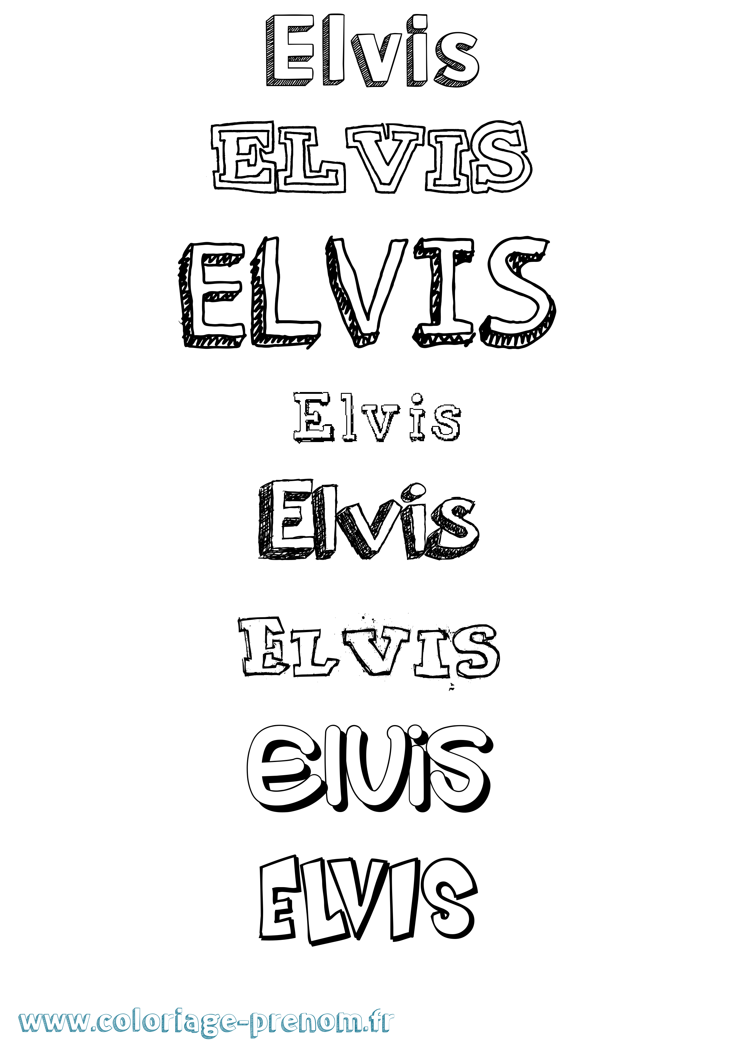 Coloriage Elvis Dessiné Coloriage prénom Elvis Dessiné