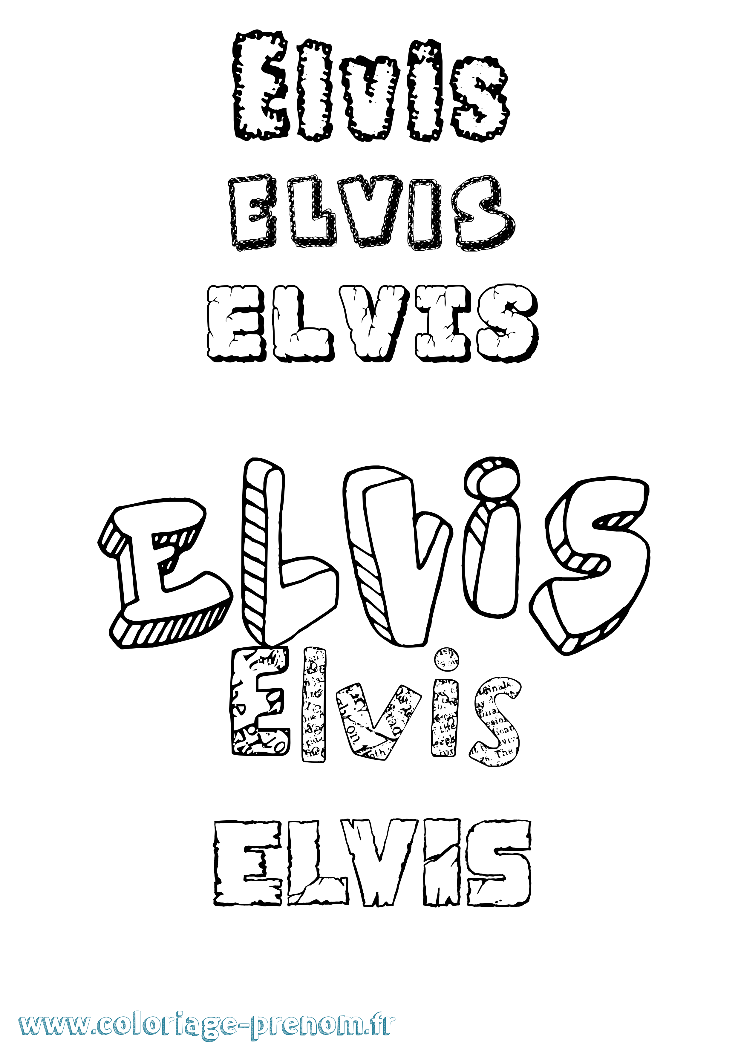 Coloriage Elvis Destructuré Coloriage prénom Elvis Destructuré