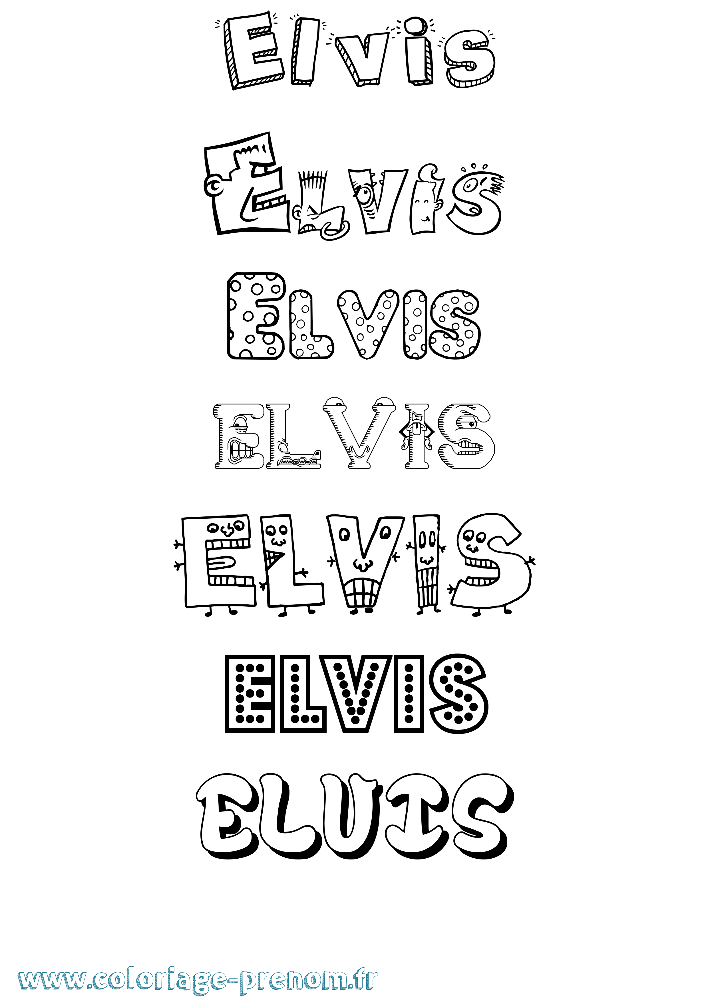 Coloriage Elvis Fun Coloriage prénom Elvis Fun