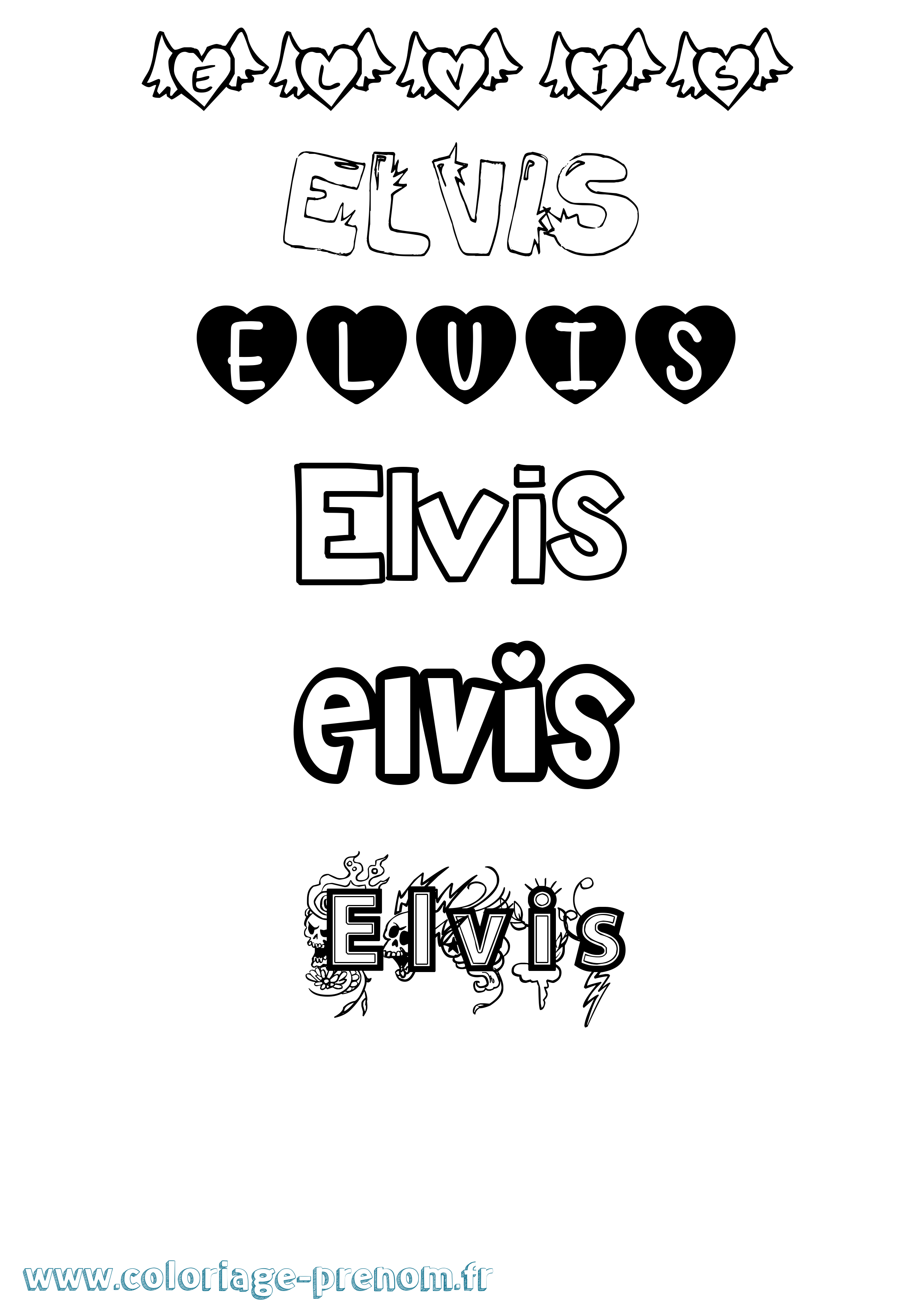 Coloriage Elvis Girly Coloriage prénom Elvis Girly
