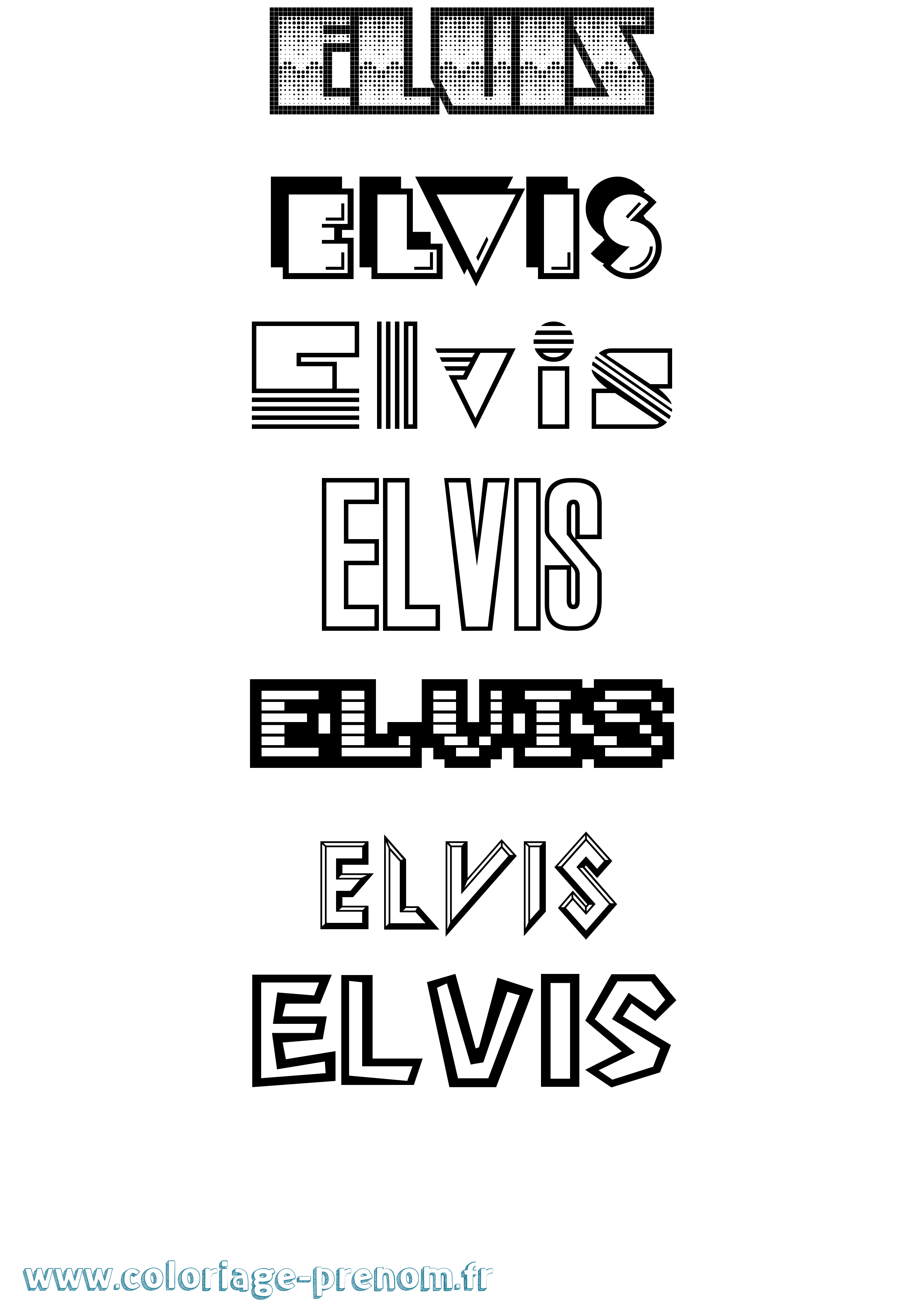 Coloriage Elvis Jeux Vidéos Coloriage prénom Elvis Jeux Vidéos