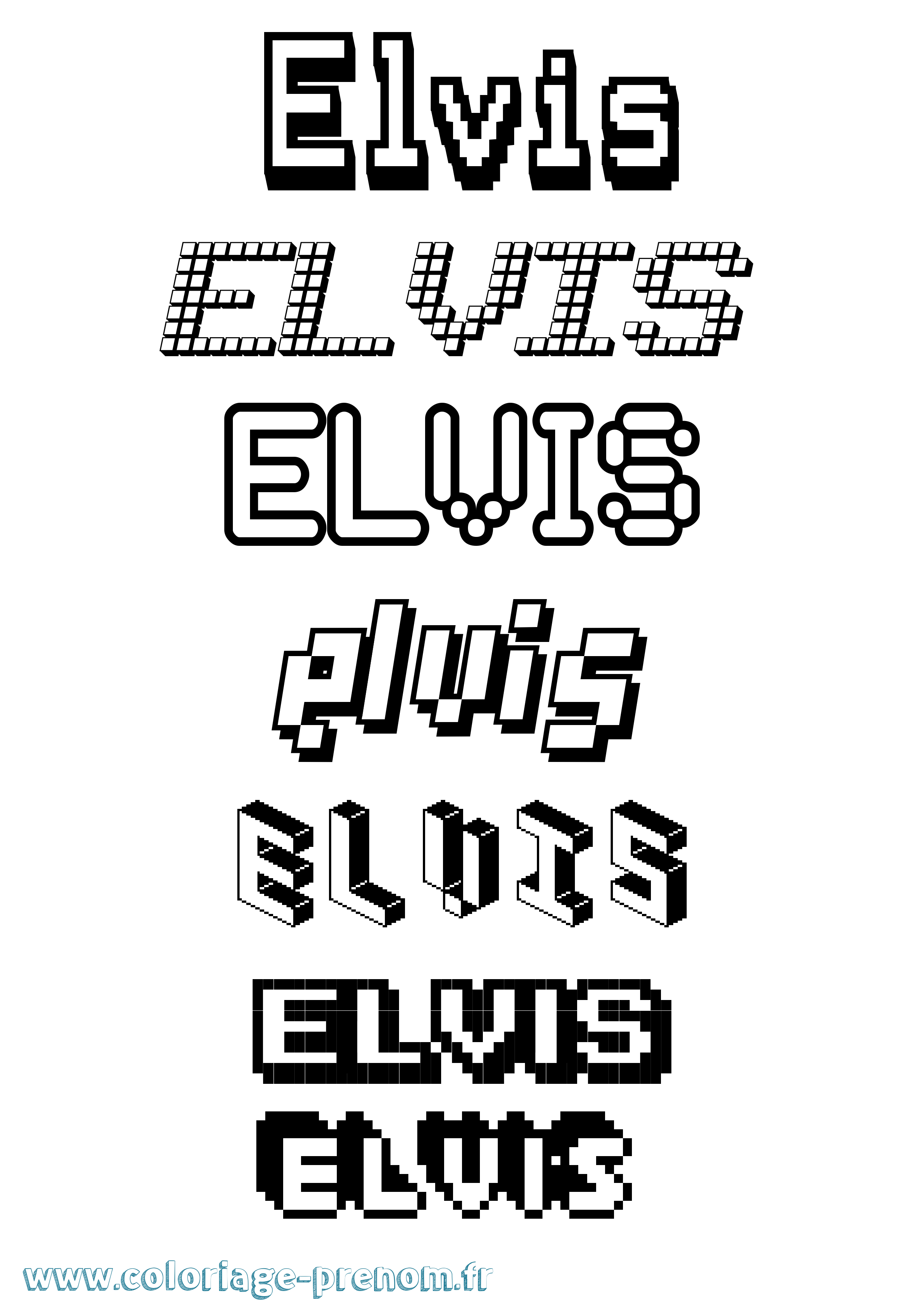 Coloriage Elvis Pixel Coloriage prénom Elvis Pixel