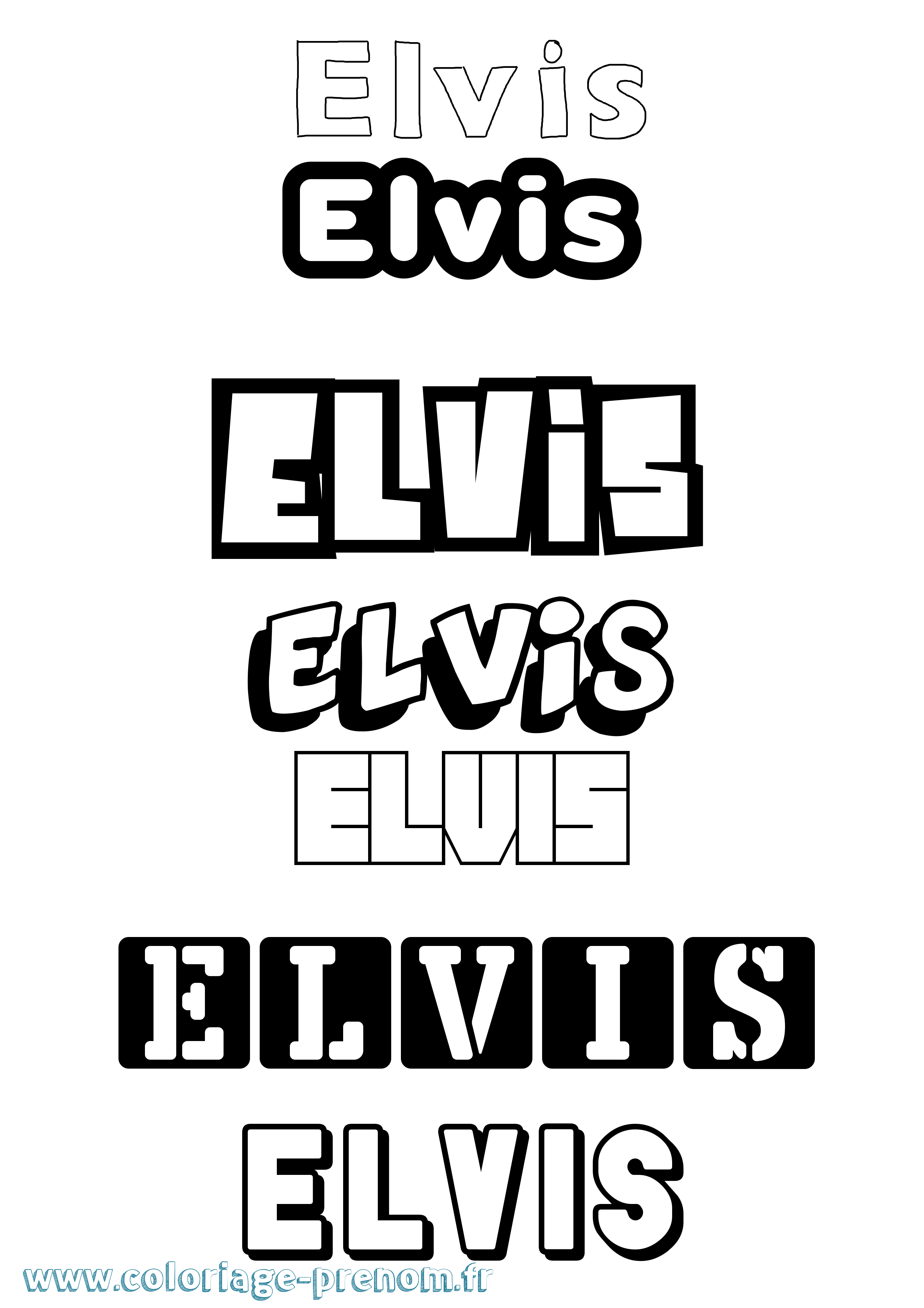 Coloriage Elvis Simple Coloriage prénom Elvis Simple