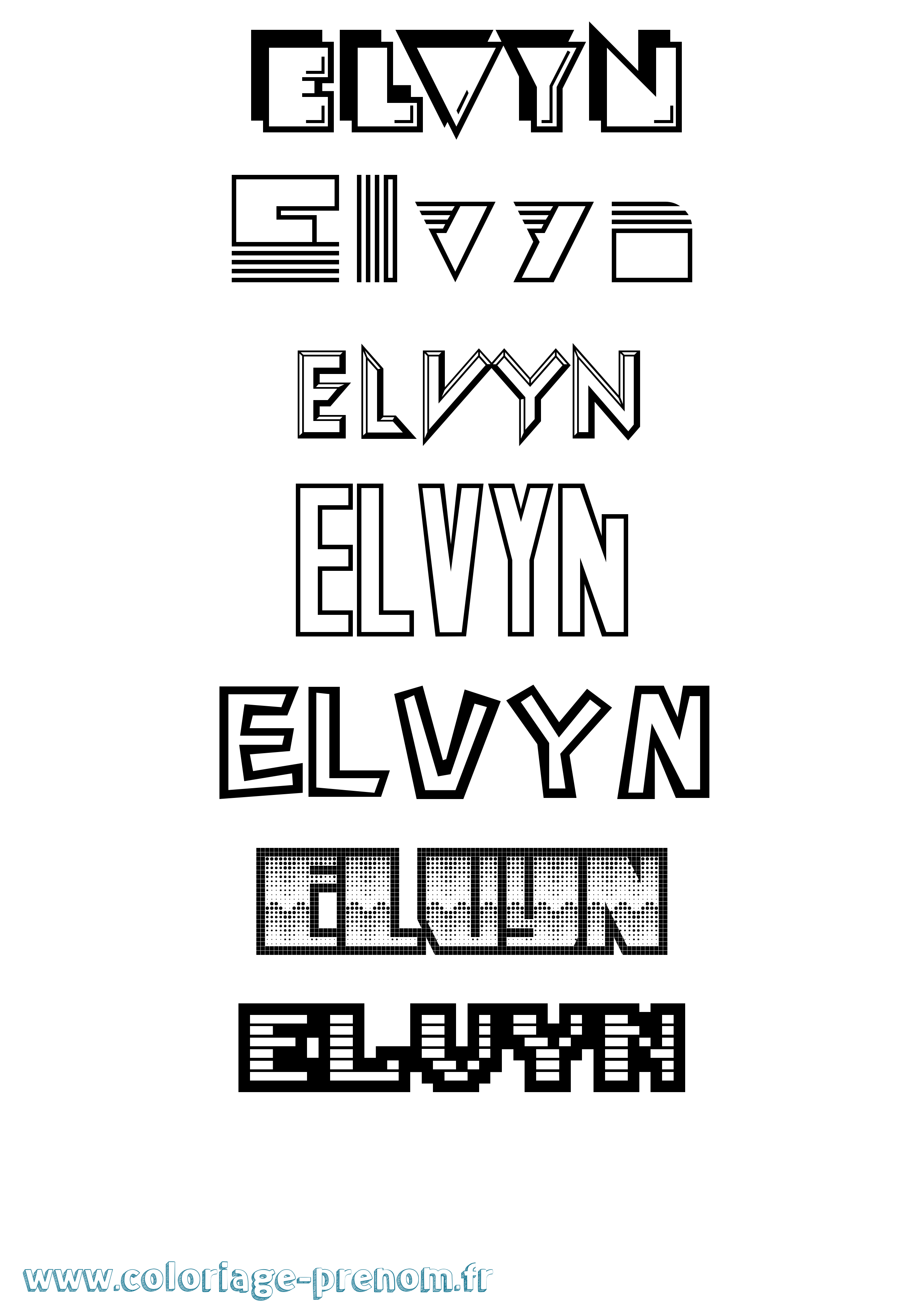 Coloriage Elvyn Jeux Vidéos Coloriage prénom Elvyn Jeux Vidéos