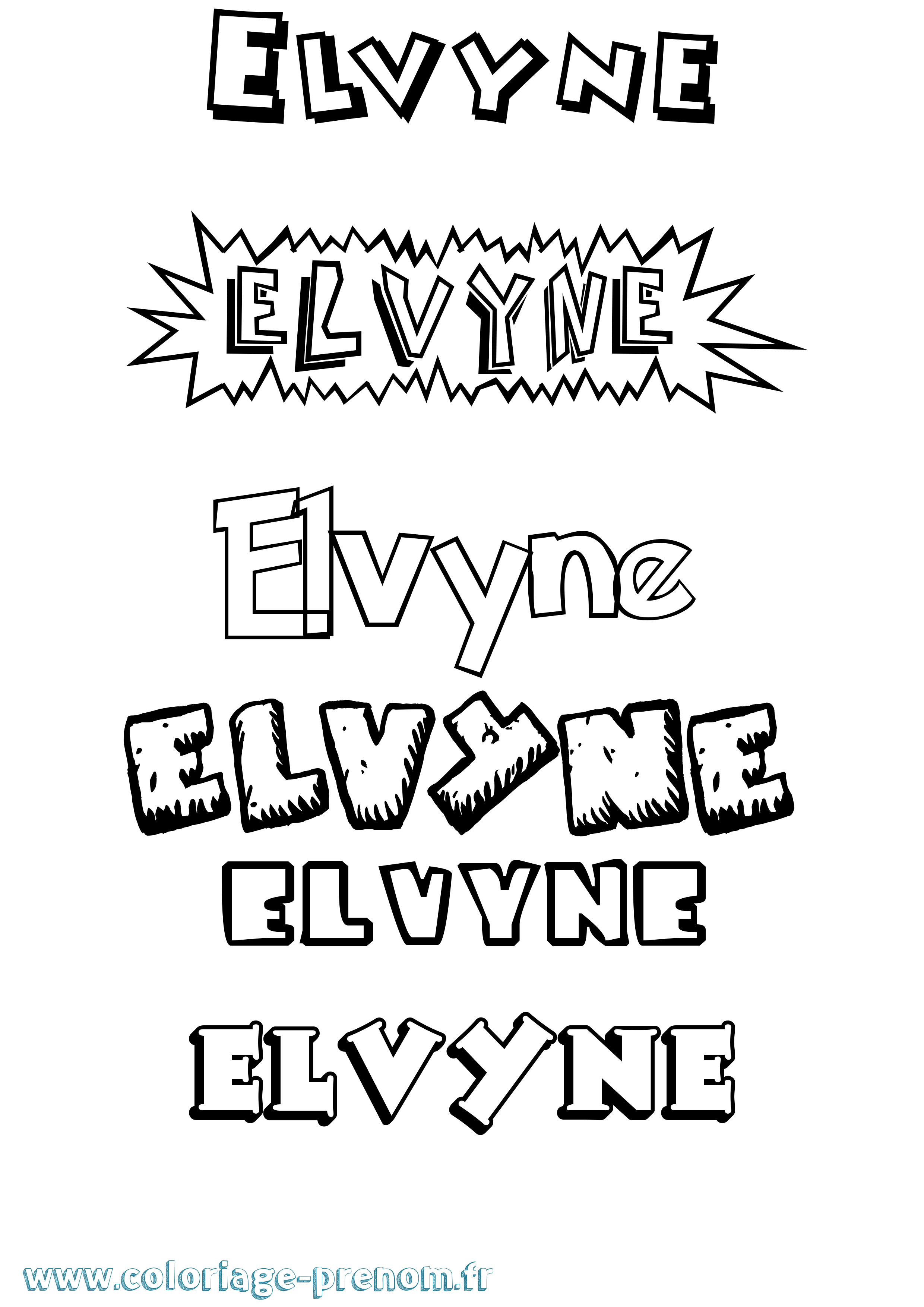 Coloriage Elvyne Dessin Animé Coloriage prénom Elvyne Dessin Animé