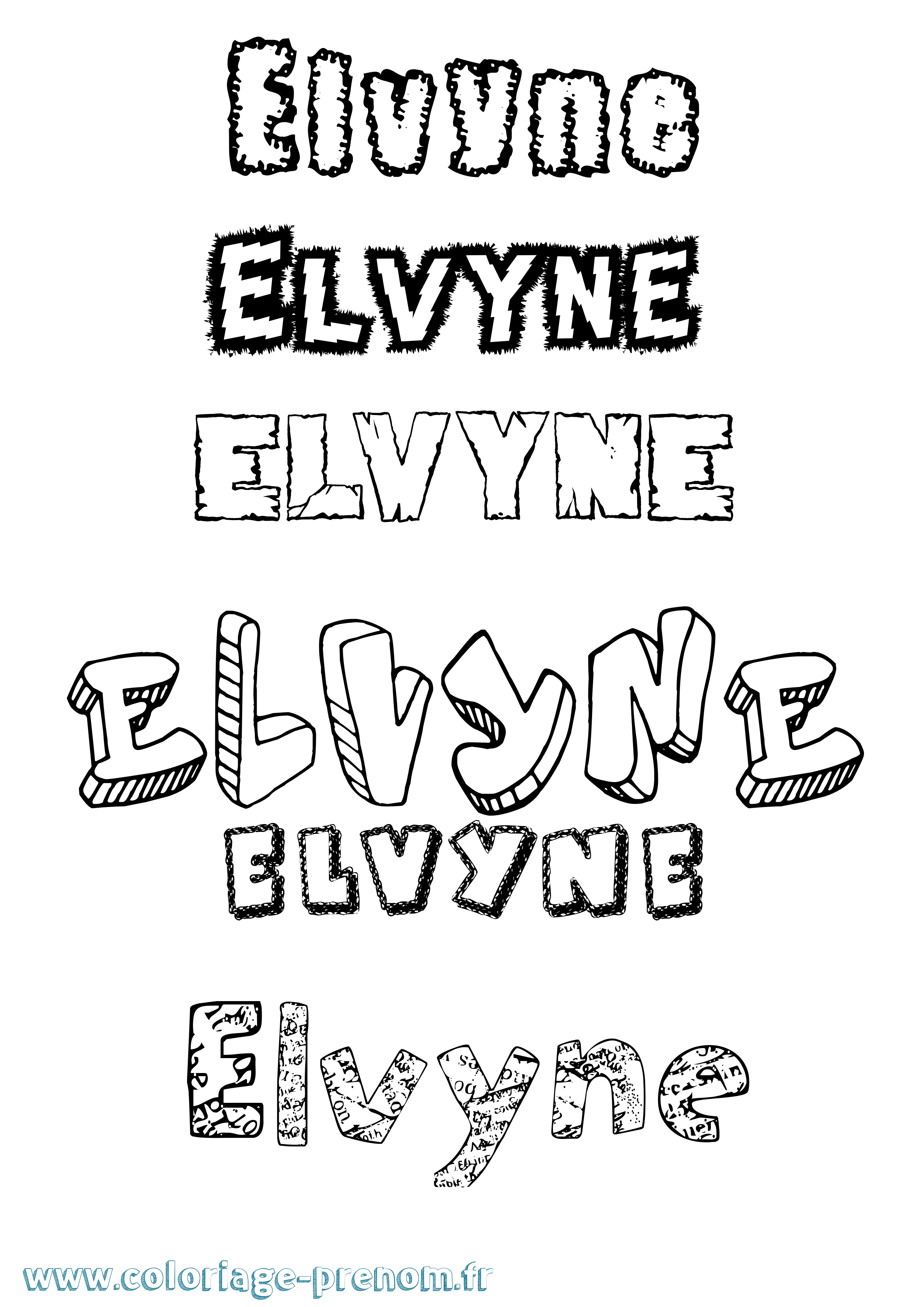 Coloriage Elvyne Destructuré Coloriage prénom Elvyne Destructuré