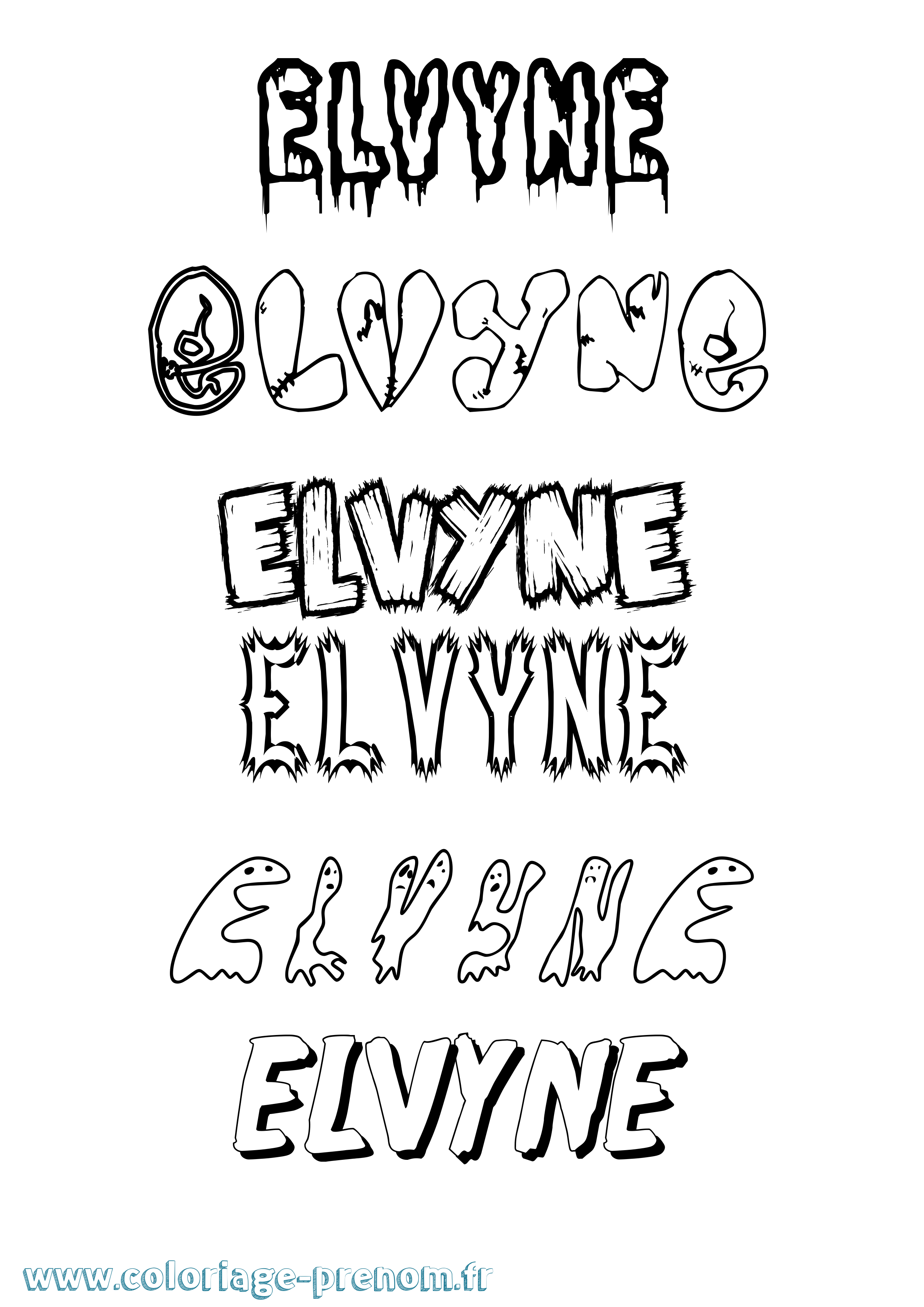 Coloriage Elvyne Frisson Coloriage prénom Elvyne Frisson