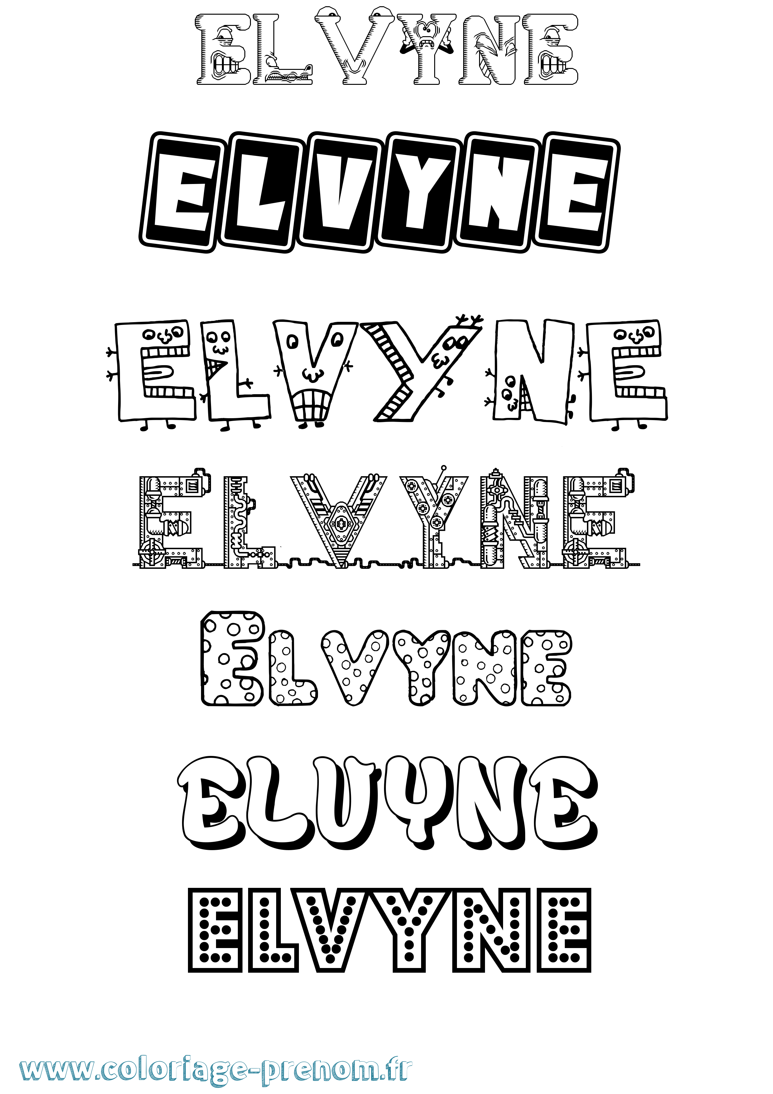 Coloriage Elvyne Fun Coloriage prénom Elvyne Fun