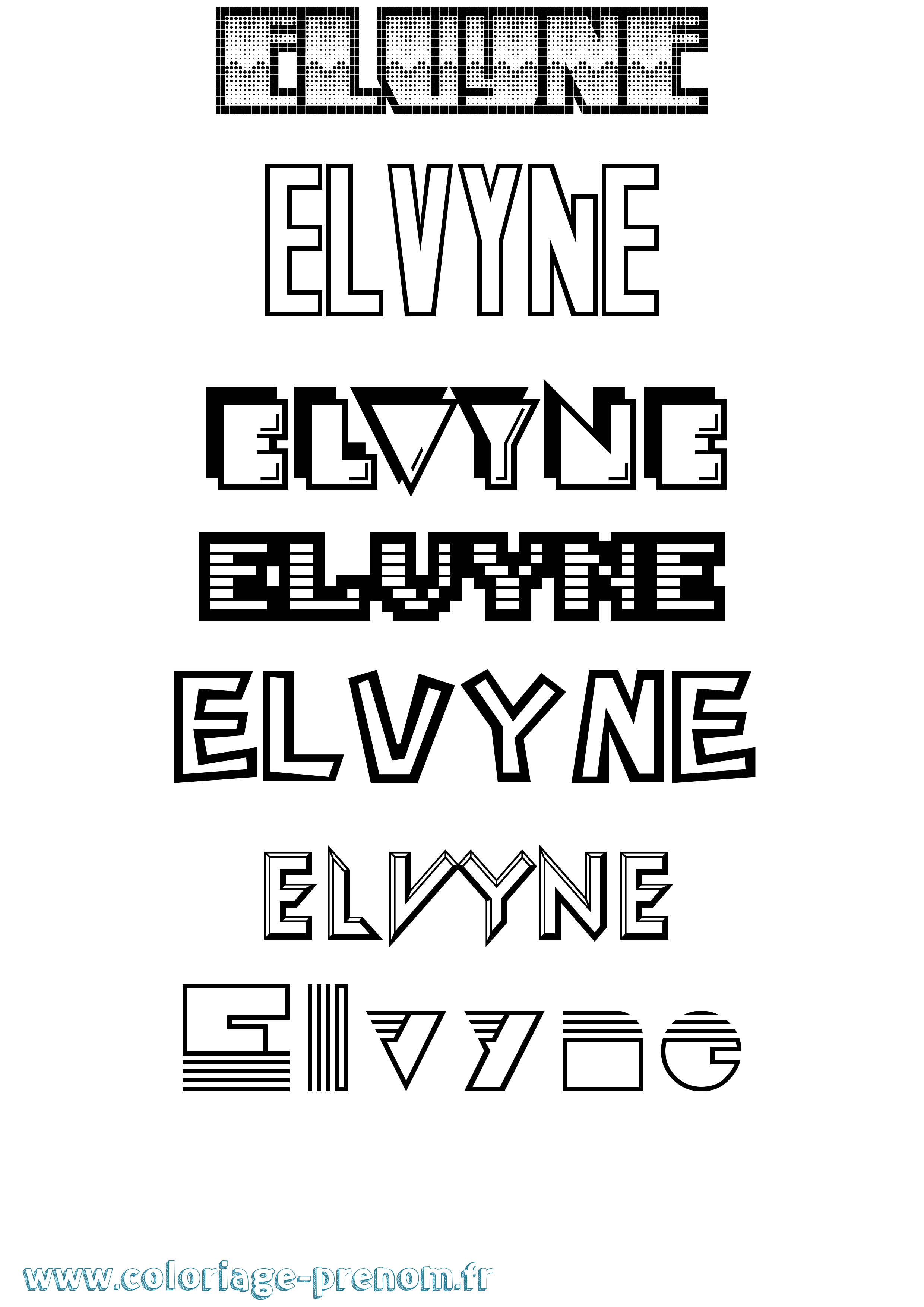 Coloriage Elvyne Jeux Vidéos Coloriage prénom Elvyne Jeux Vidéos