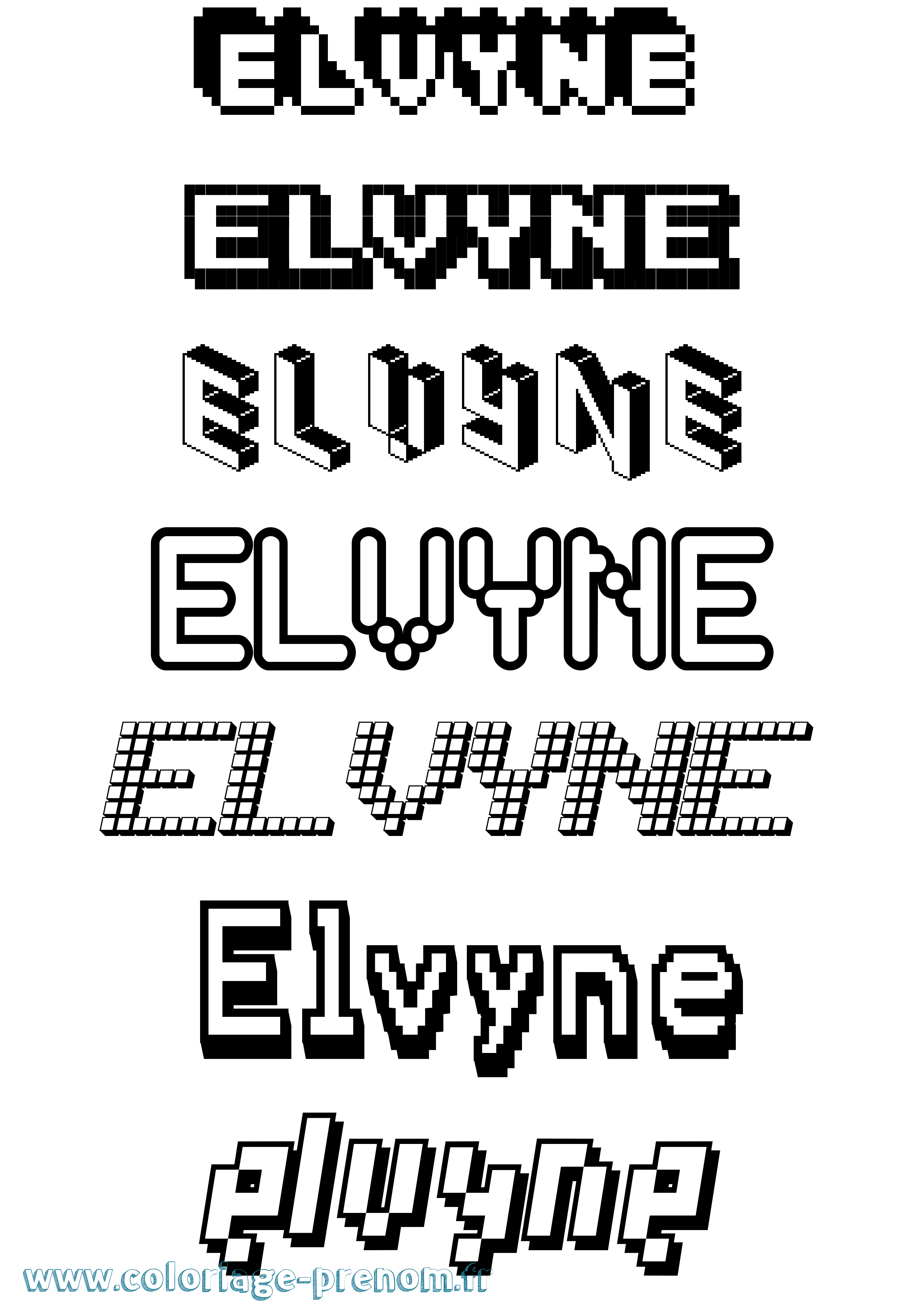 Coloriage Elvyne Pixel Coloriage prénom Elvyne Pixel