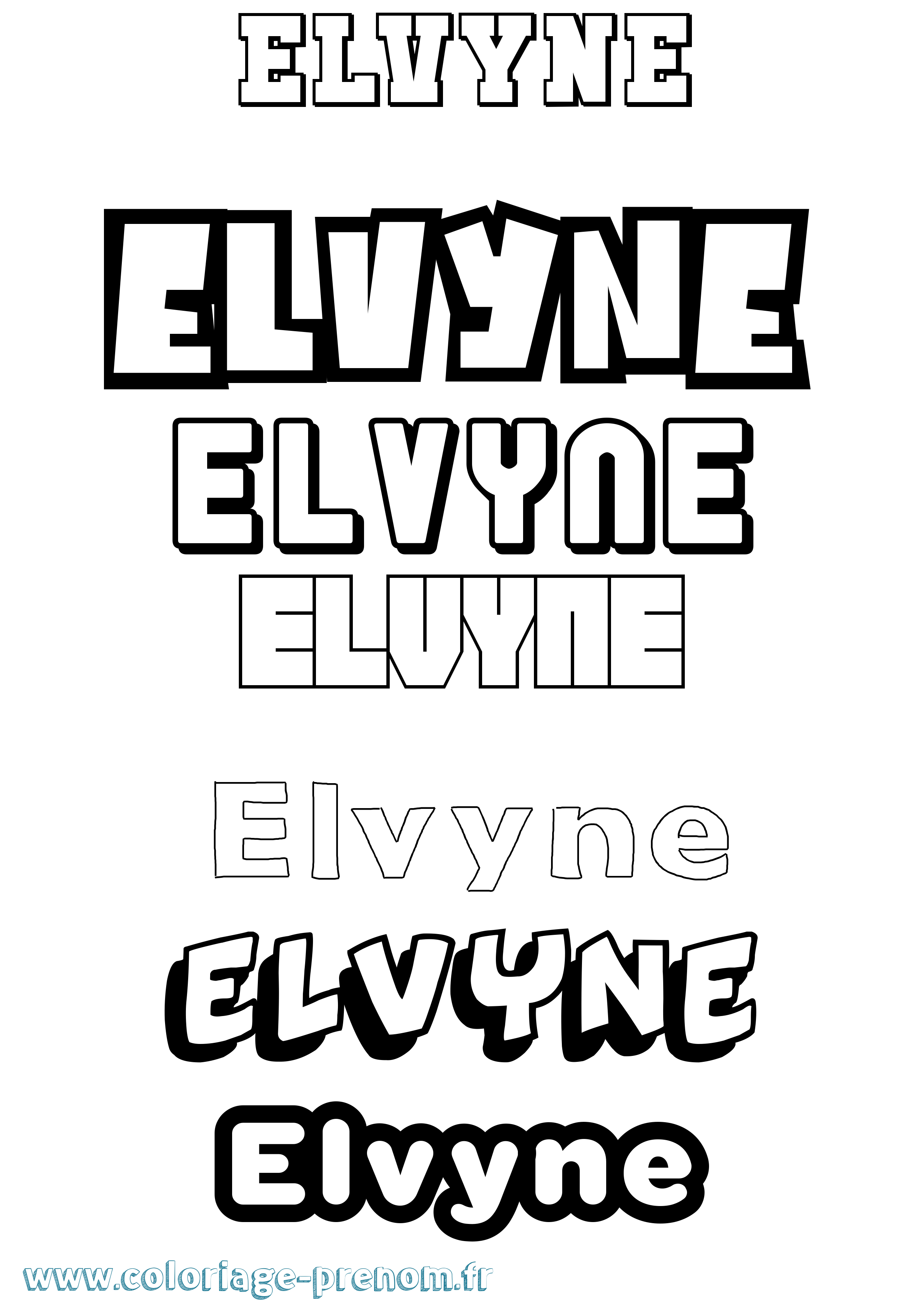 Coloriage Elvyne Simple Coloriage prénom Elvyne Simple