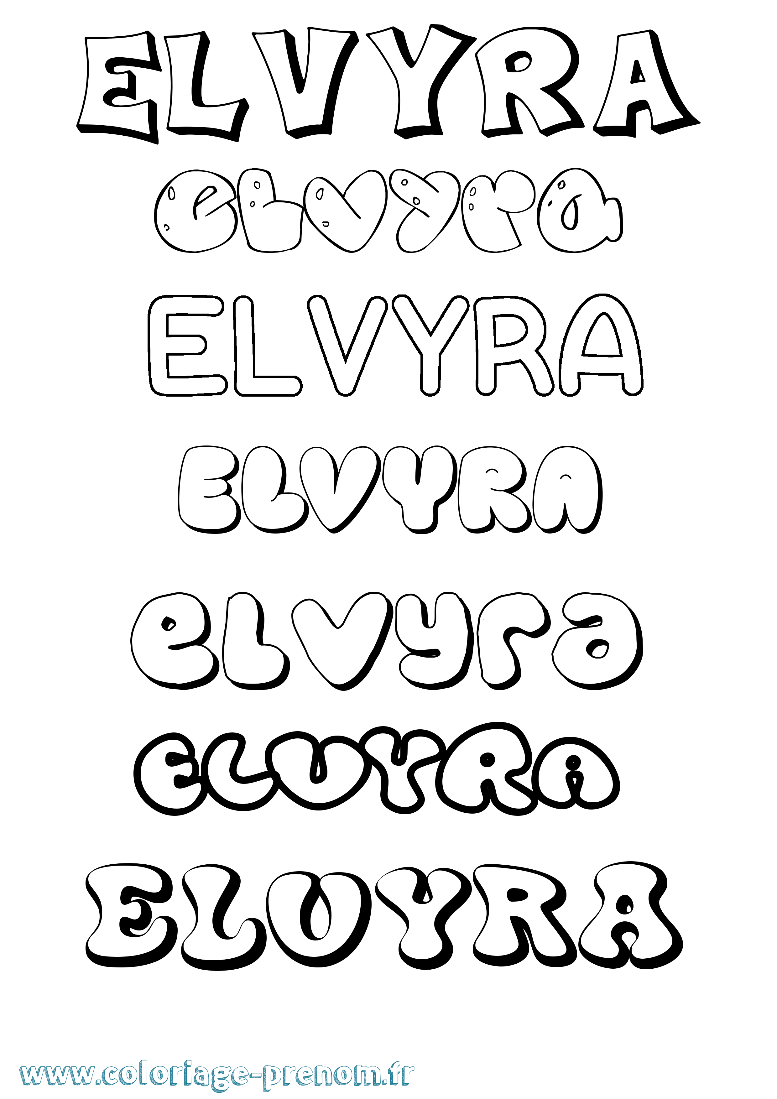 Coloriage Elvyra Bubble Coloriage prénom Elvyra Bubble