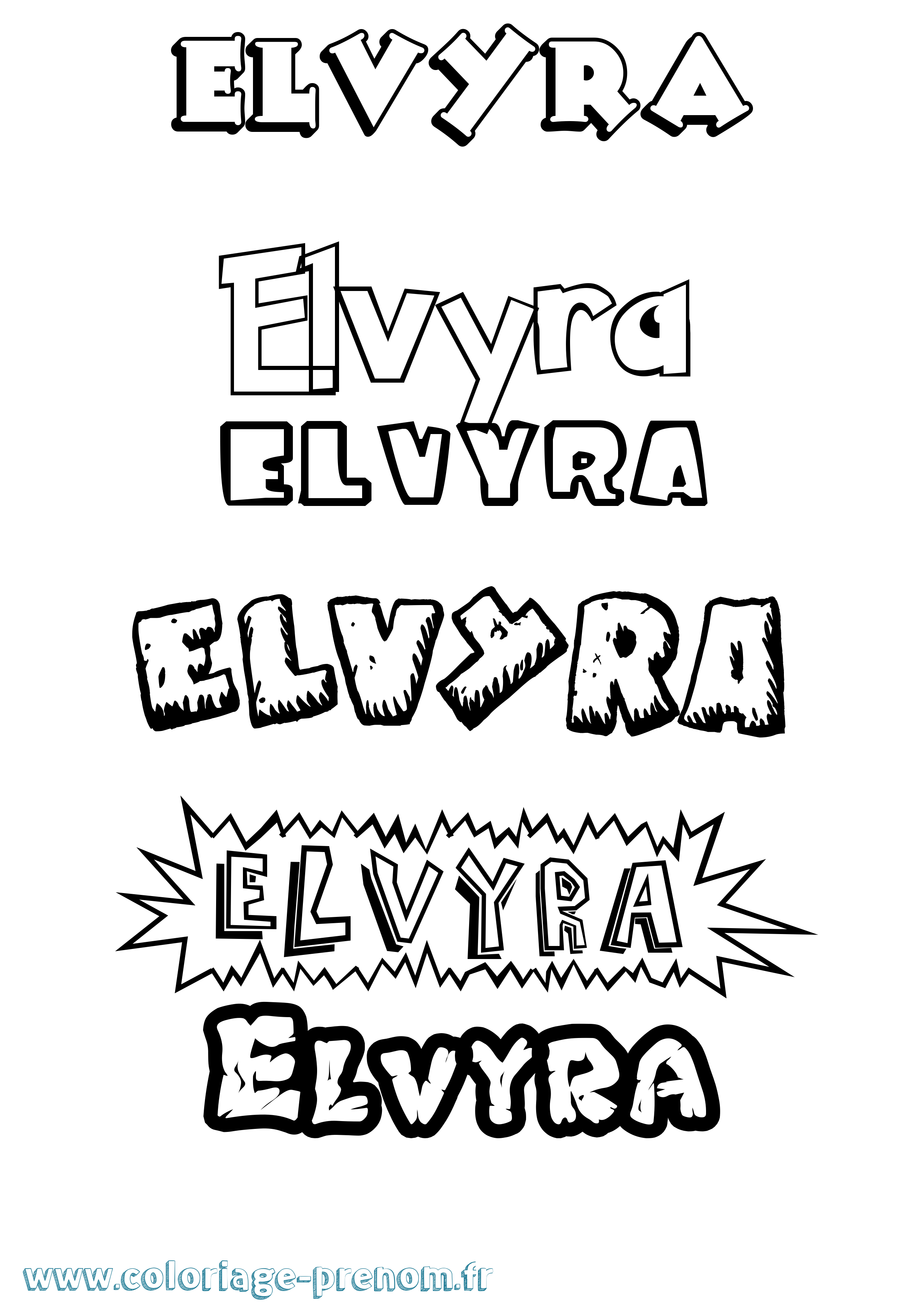 Coloriage Elvyra Dessin Animé Coloriage prénom Elvyra Dessin Animé