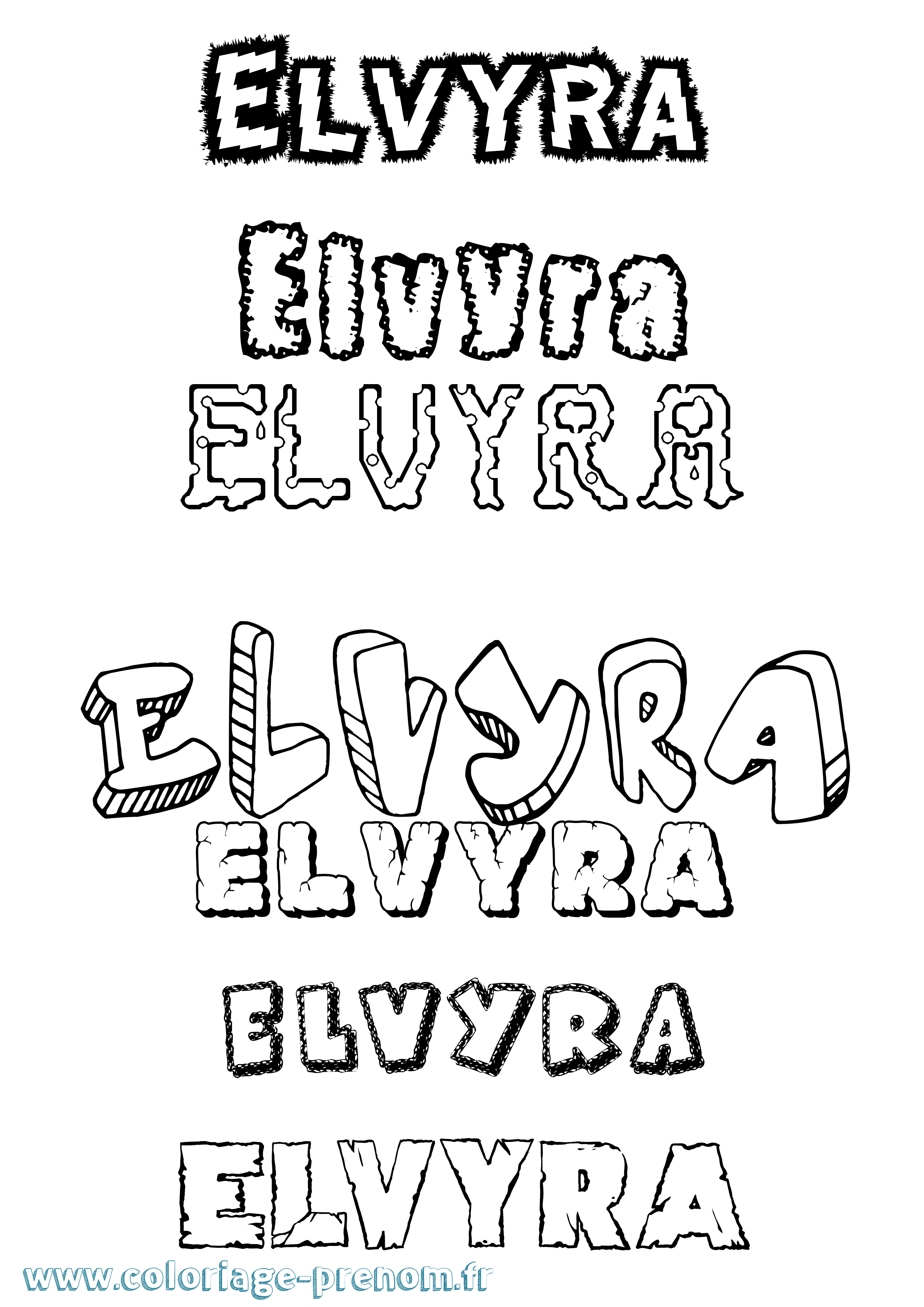 Coloriage Elvyra Destructuré Coloriage prénom Elvyra Destructuré