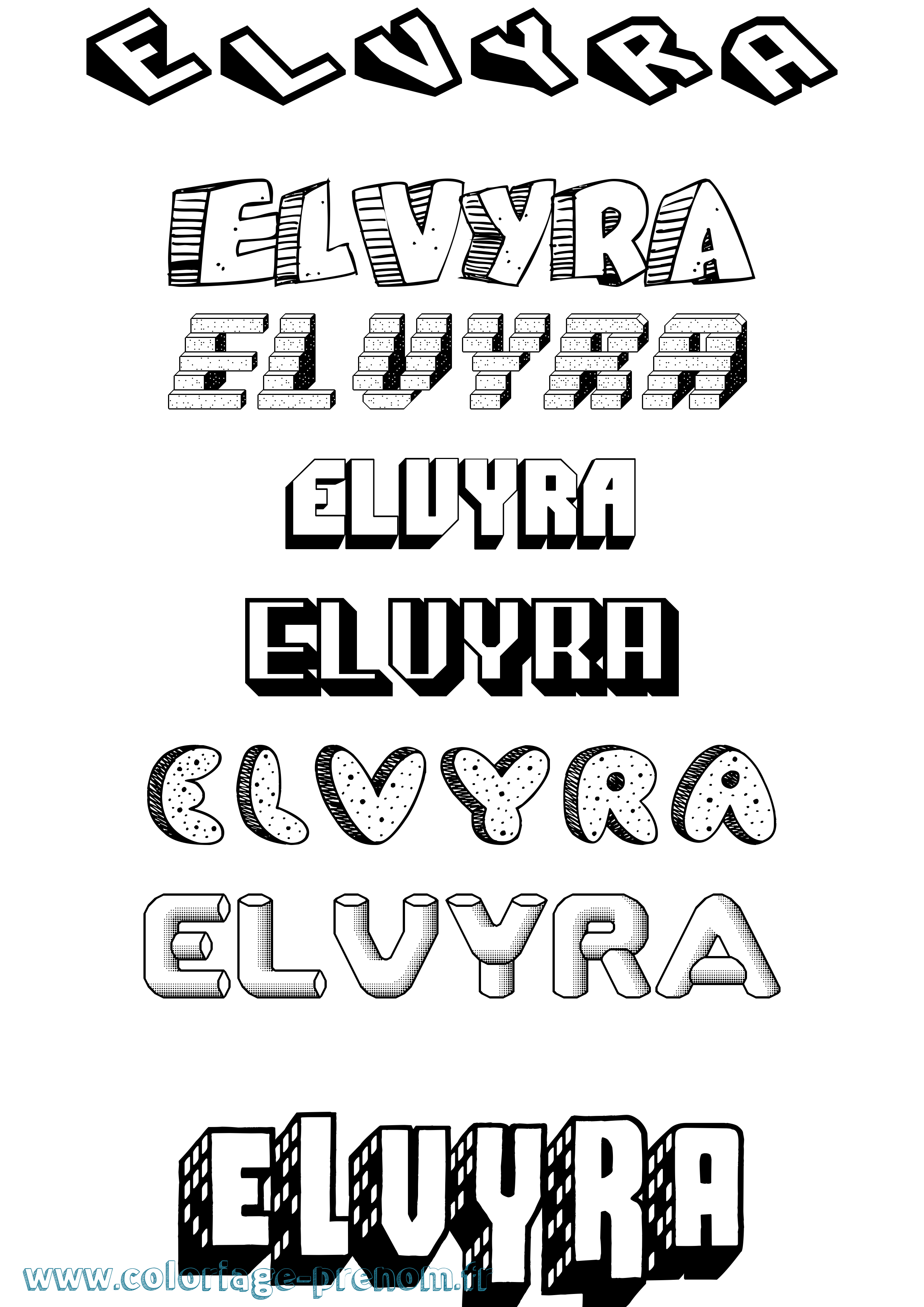 Coloriage Elvyra Effet 3D Coloriage prénom Elvyra Effet 3D