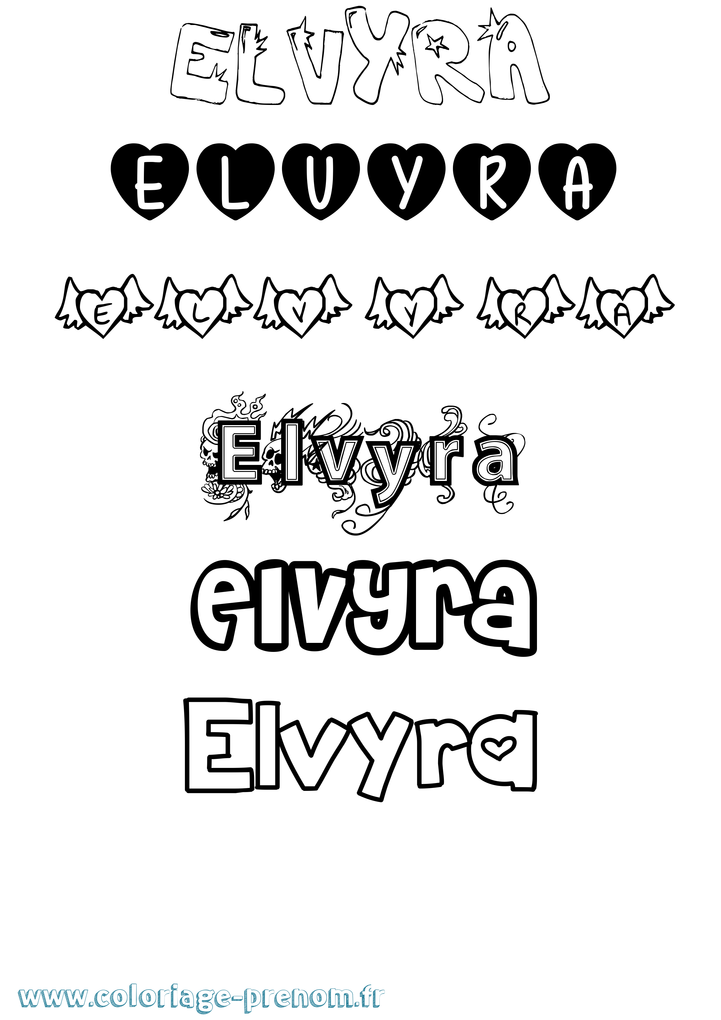 Coloriage Elvyra Girly Coloriage prénom Elvyra Girly
