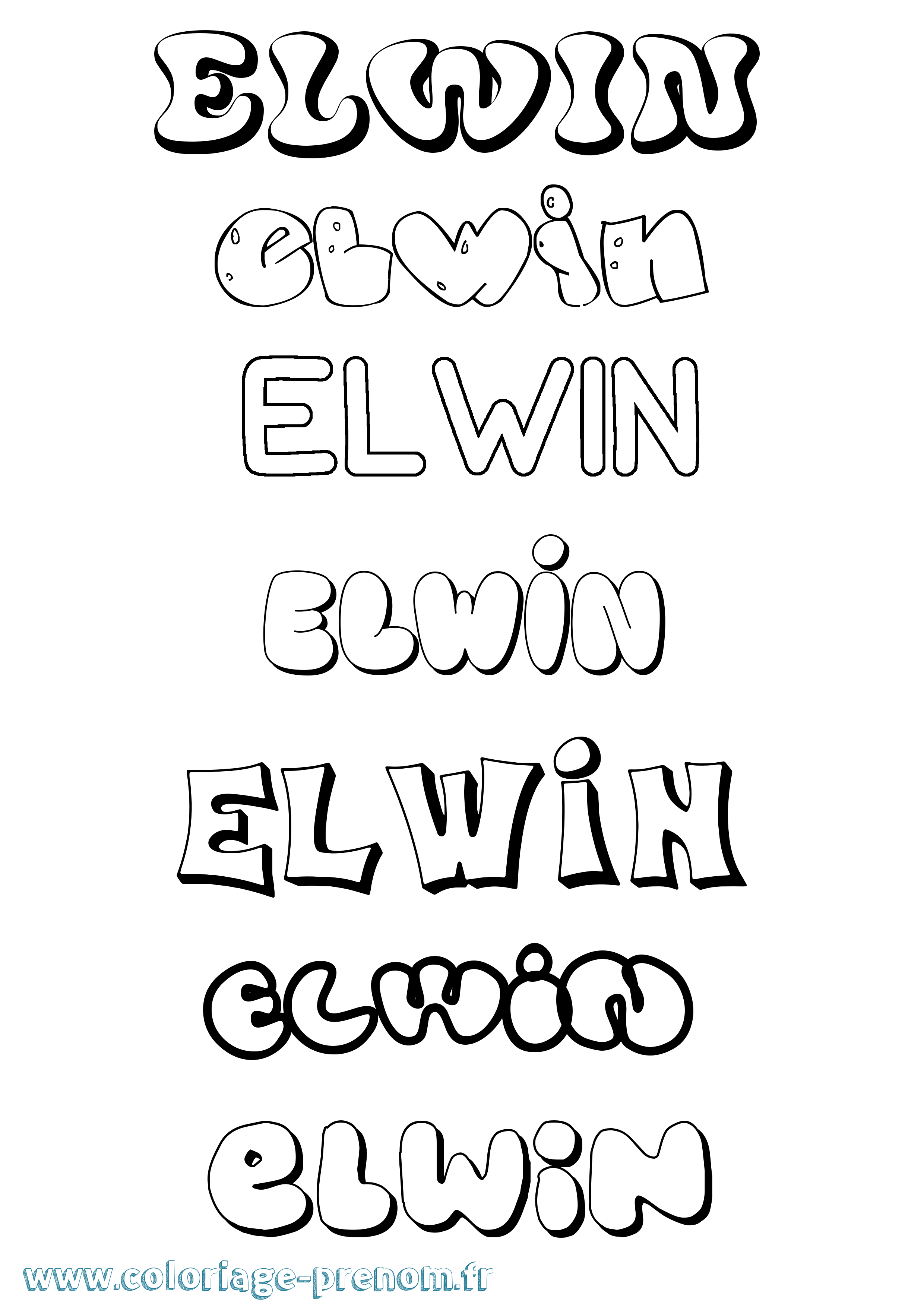 Coloriage Elwin Bubble Coloriage prénom Elwin Bubble