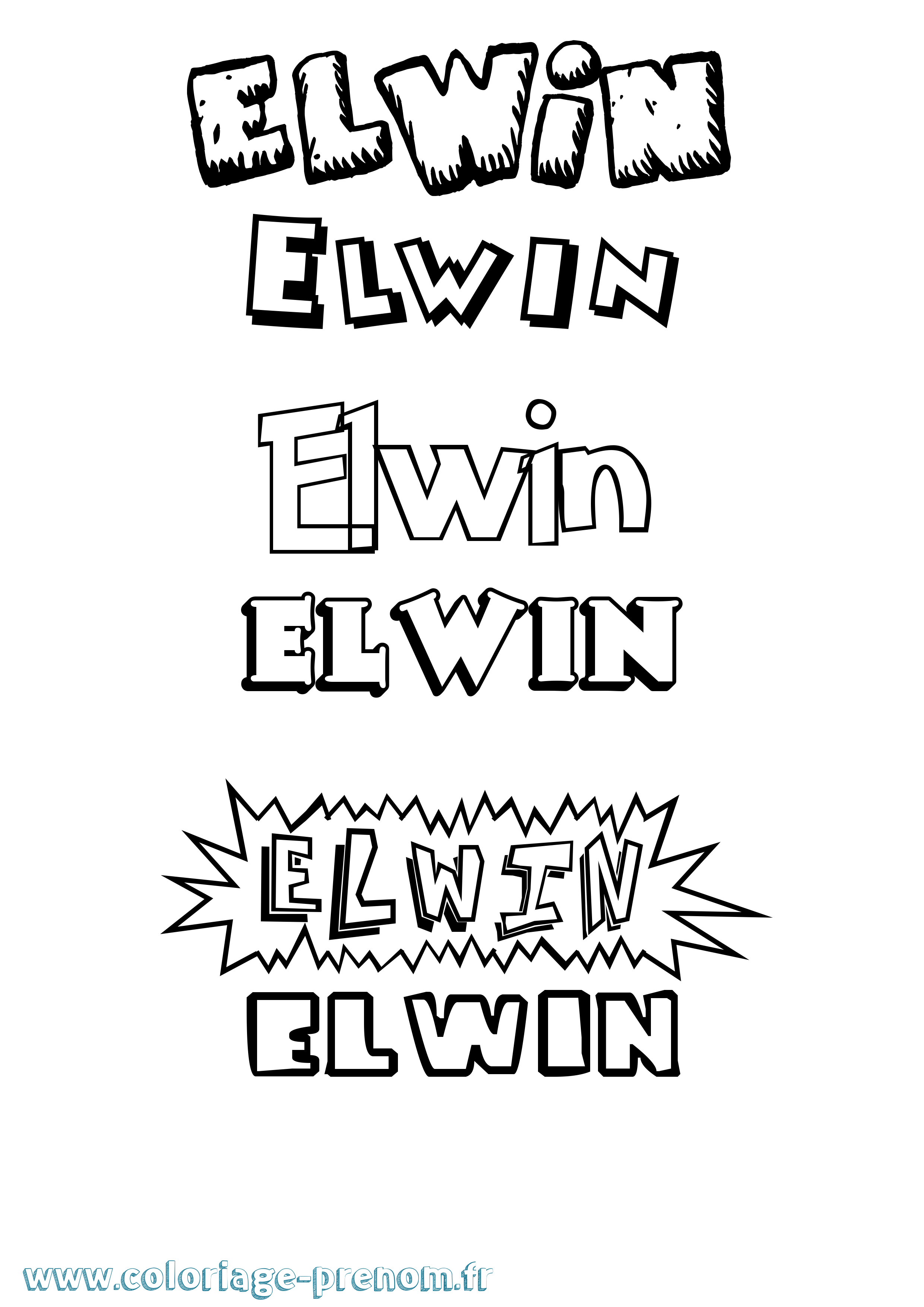 Coloriage Elwin Dessin Animé Coloriage prénom Elwin Dessin Animé
