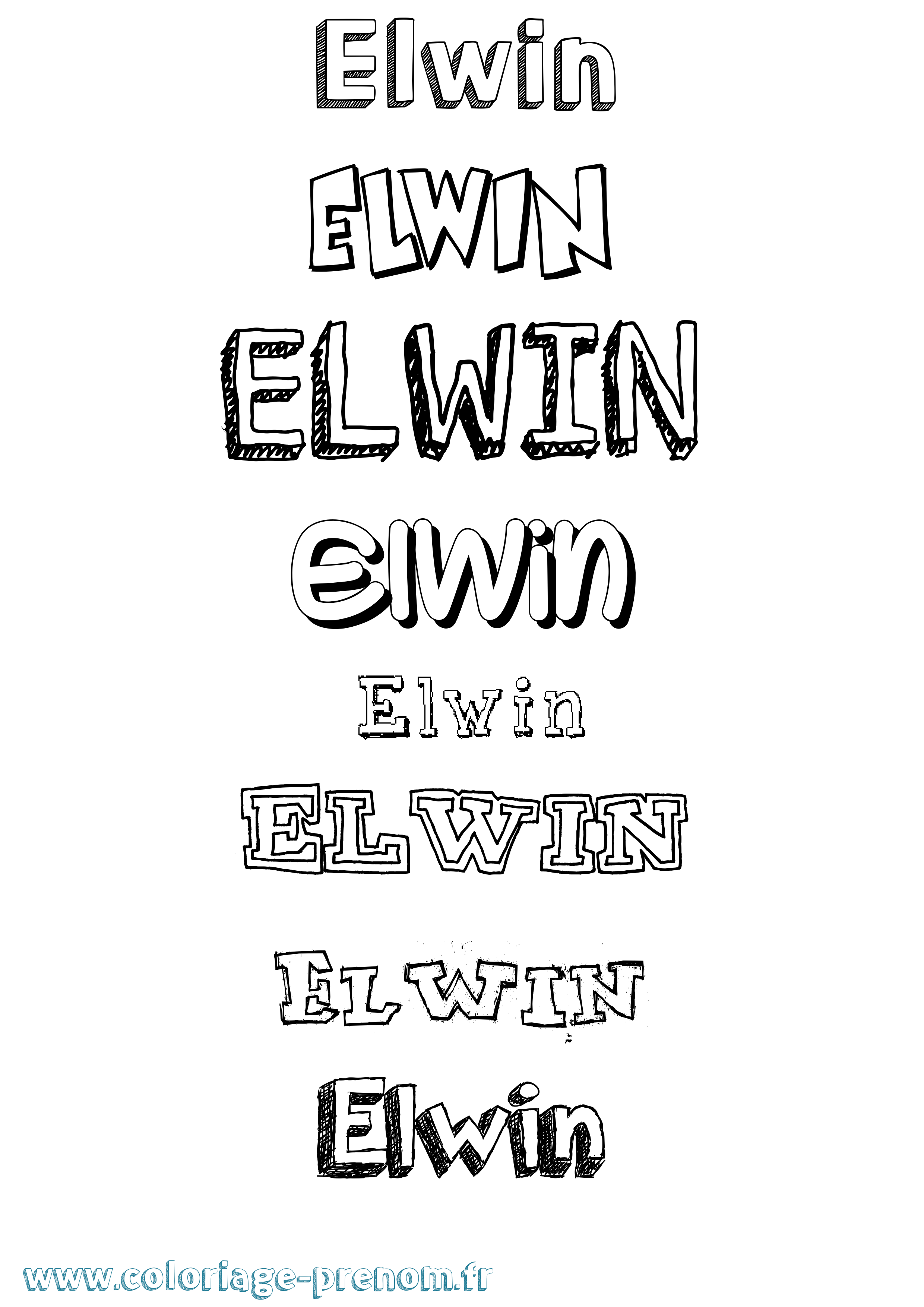 Coloriage Elwin Dessiné Coloriage prénom Elwin Dessiné