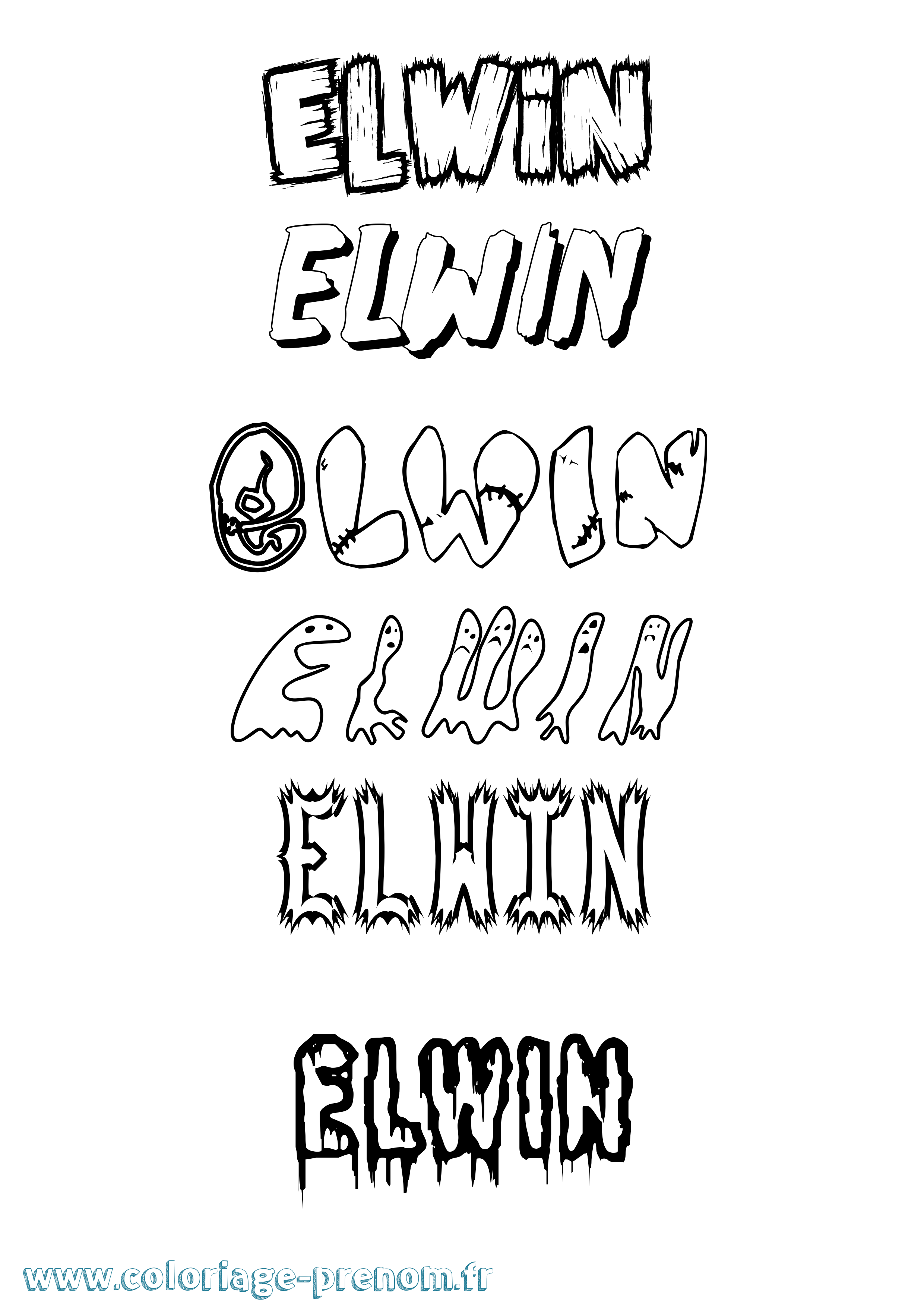 Coloriage Elwin Frisson Coloriage prénom Elwin Frisson
