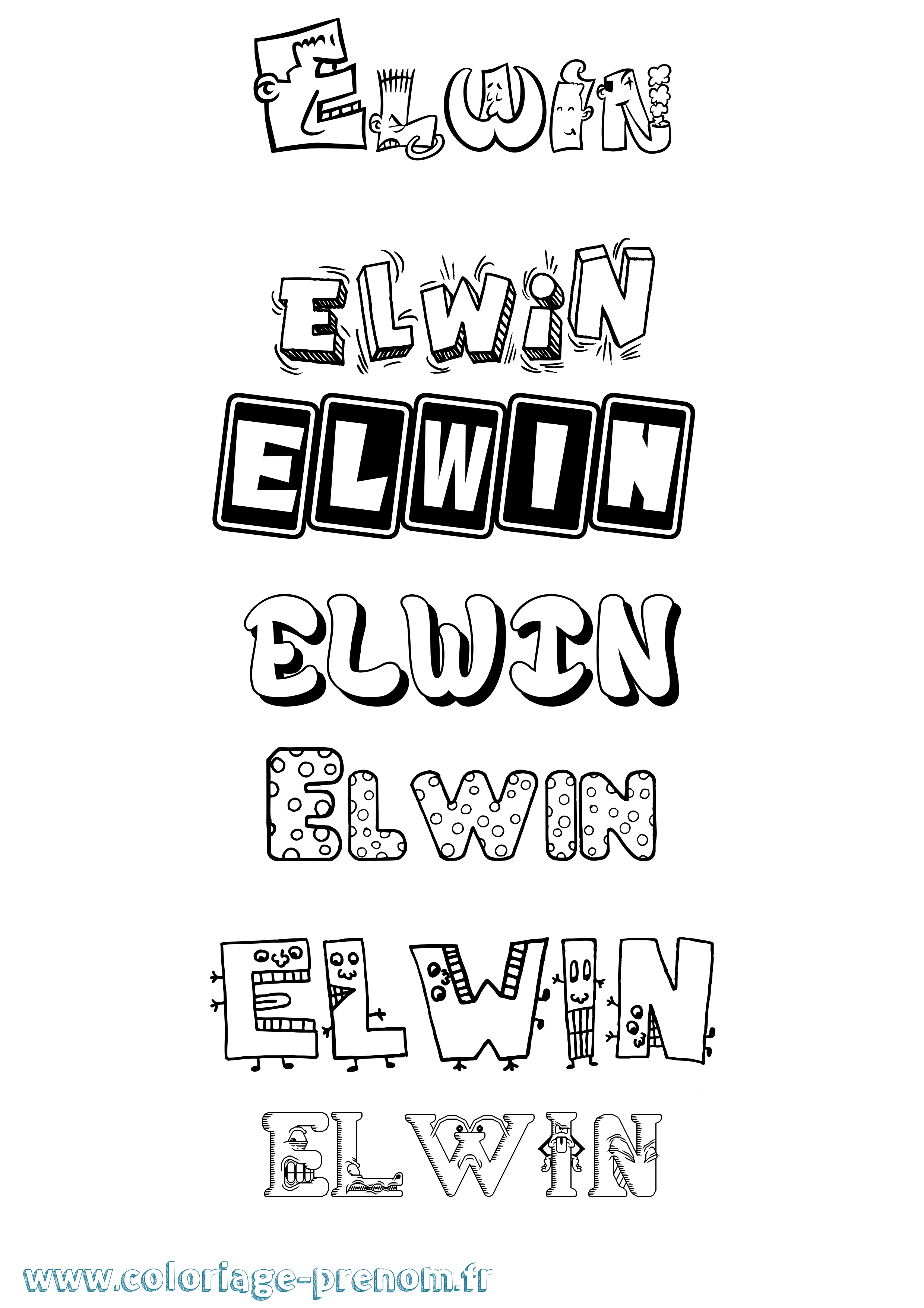 Coloriage Elwin Fun Coloriage prénom Elwin Fun