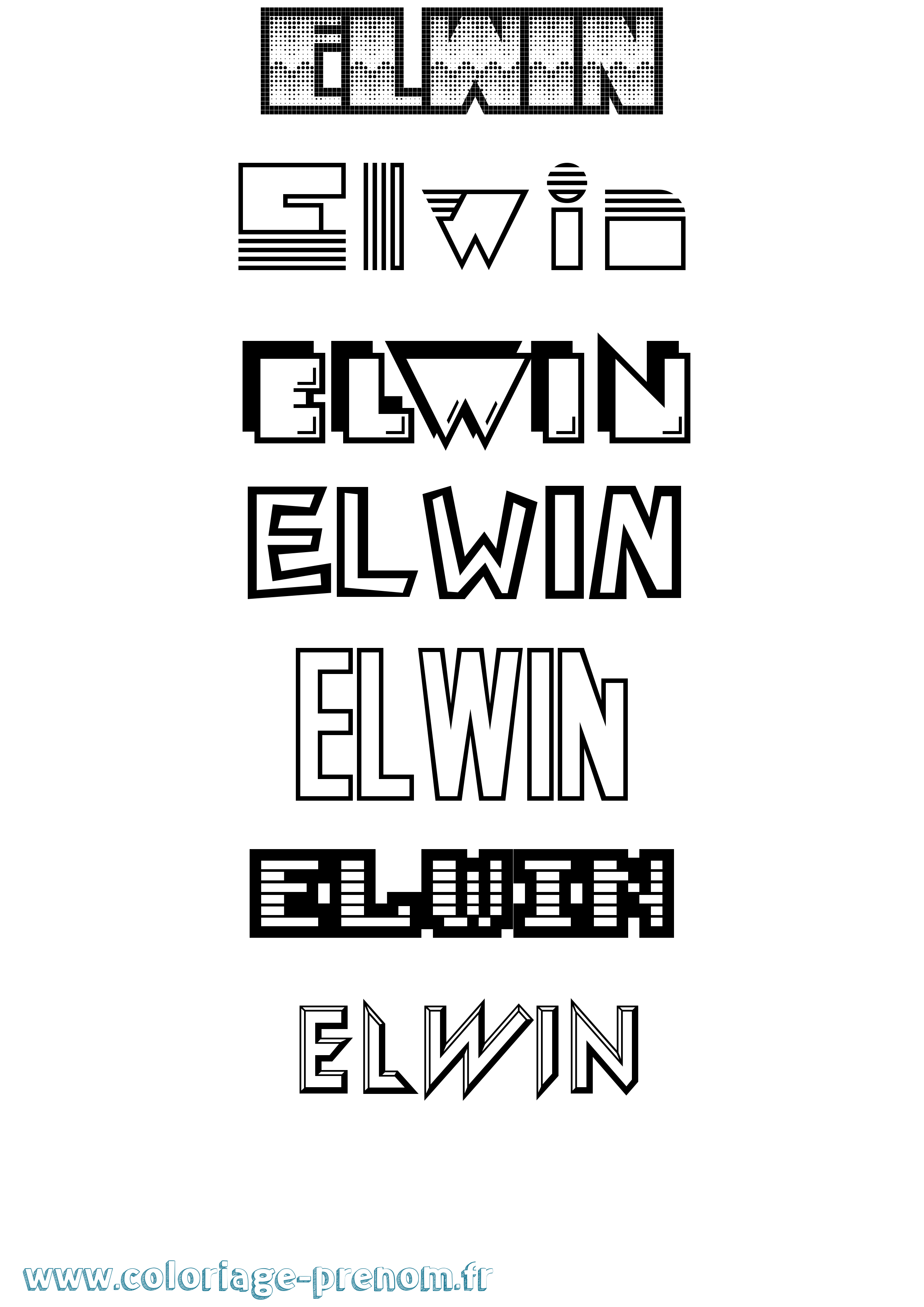 Coloriage Elwin Jeux Vidéos Coloriage prénom Elwin Jeux Vidéos