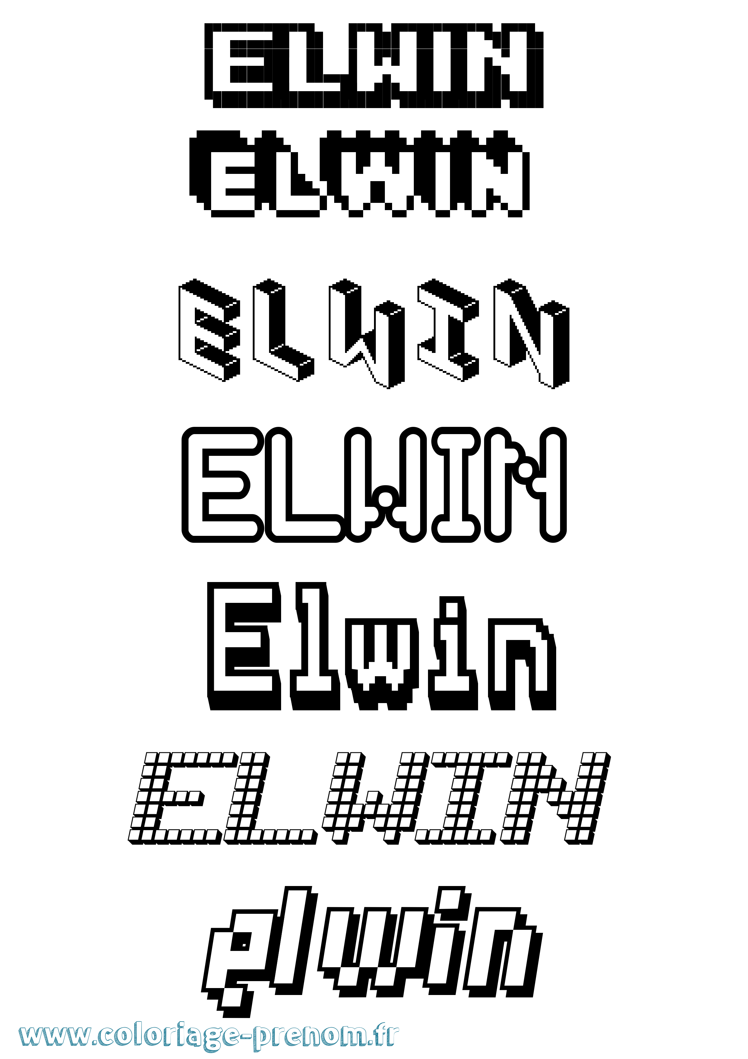 Coloriage Elwin Pixel Coloriage prénom Elwin Pixel