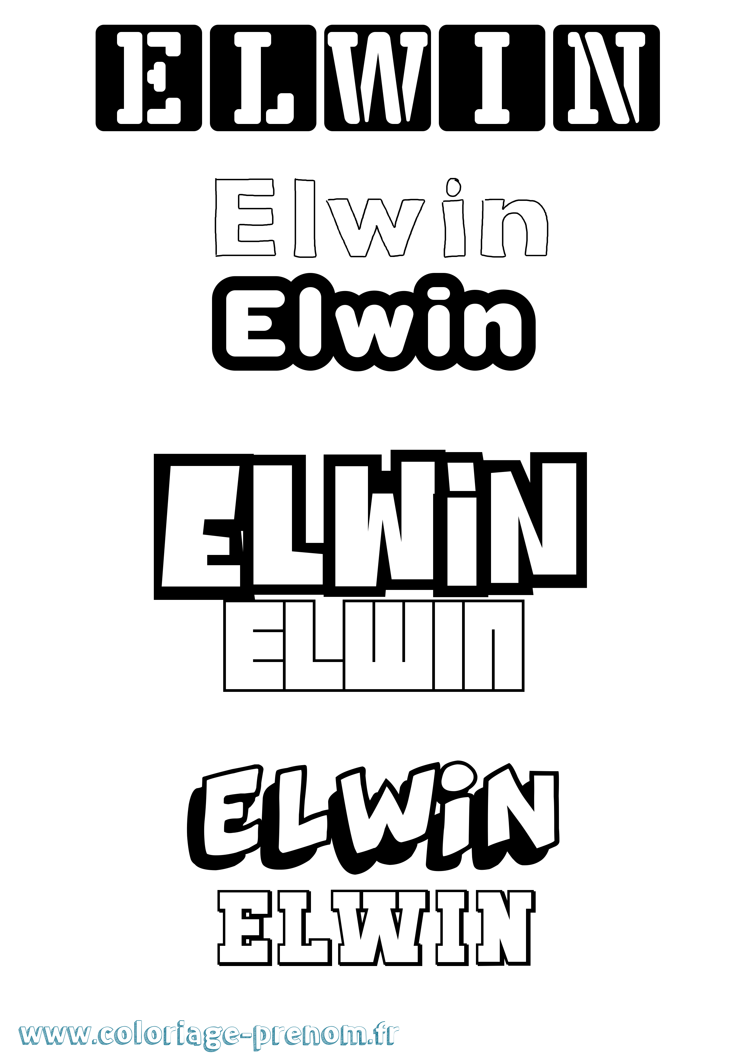 Coloriage Elwin Simple Coloriage prénom Elwin Simple
