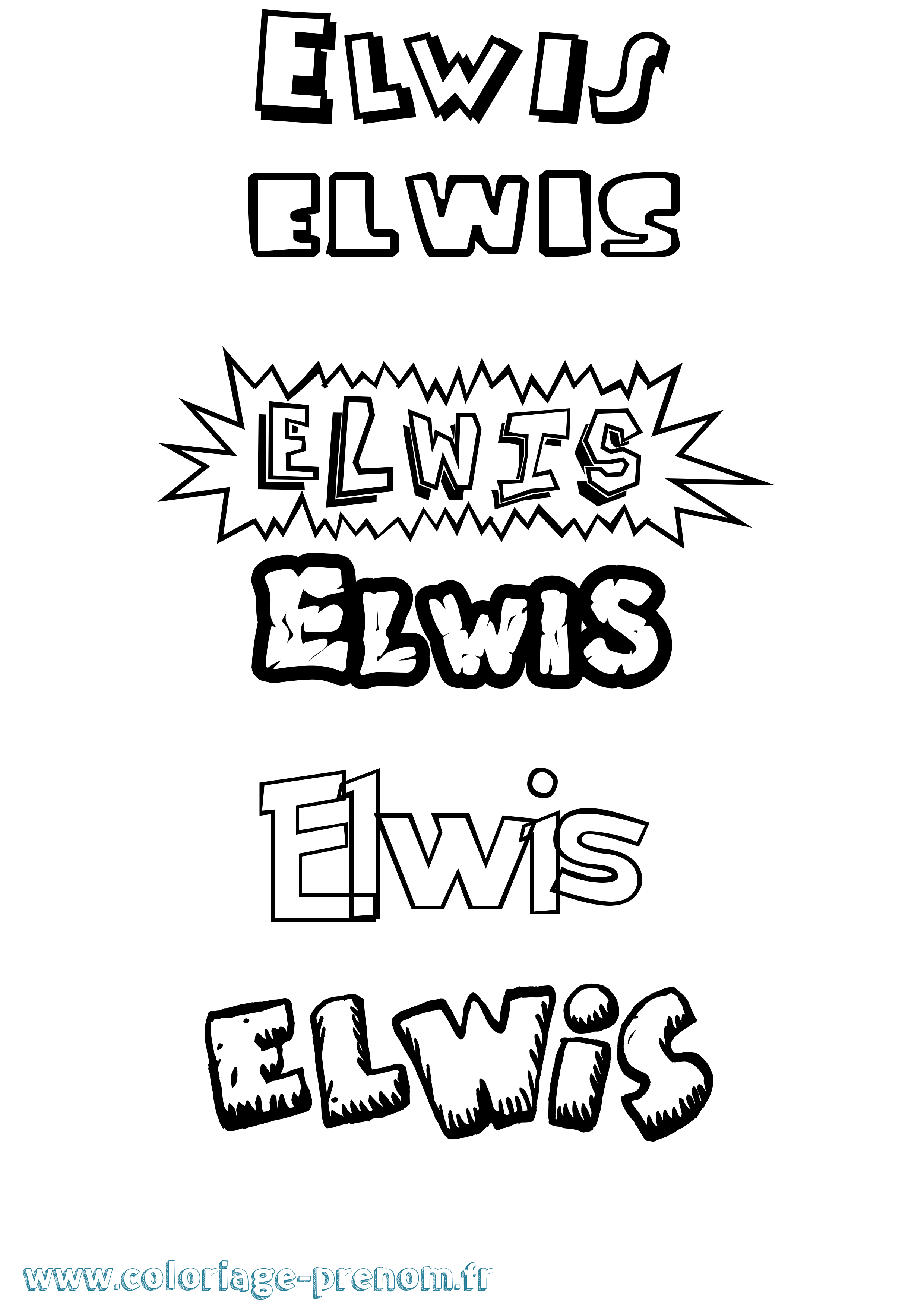 Coloriage Elwis Dessin Animé Coloriage prénom Elwis Dessin Animé