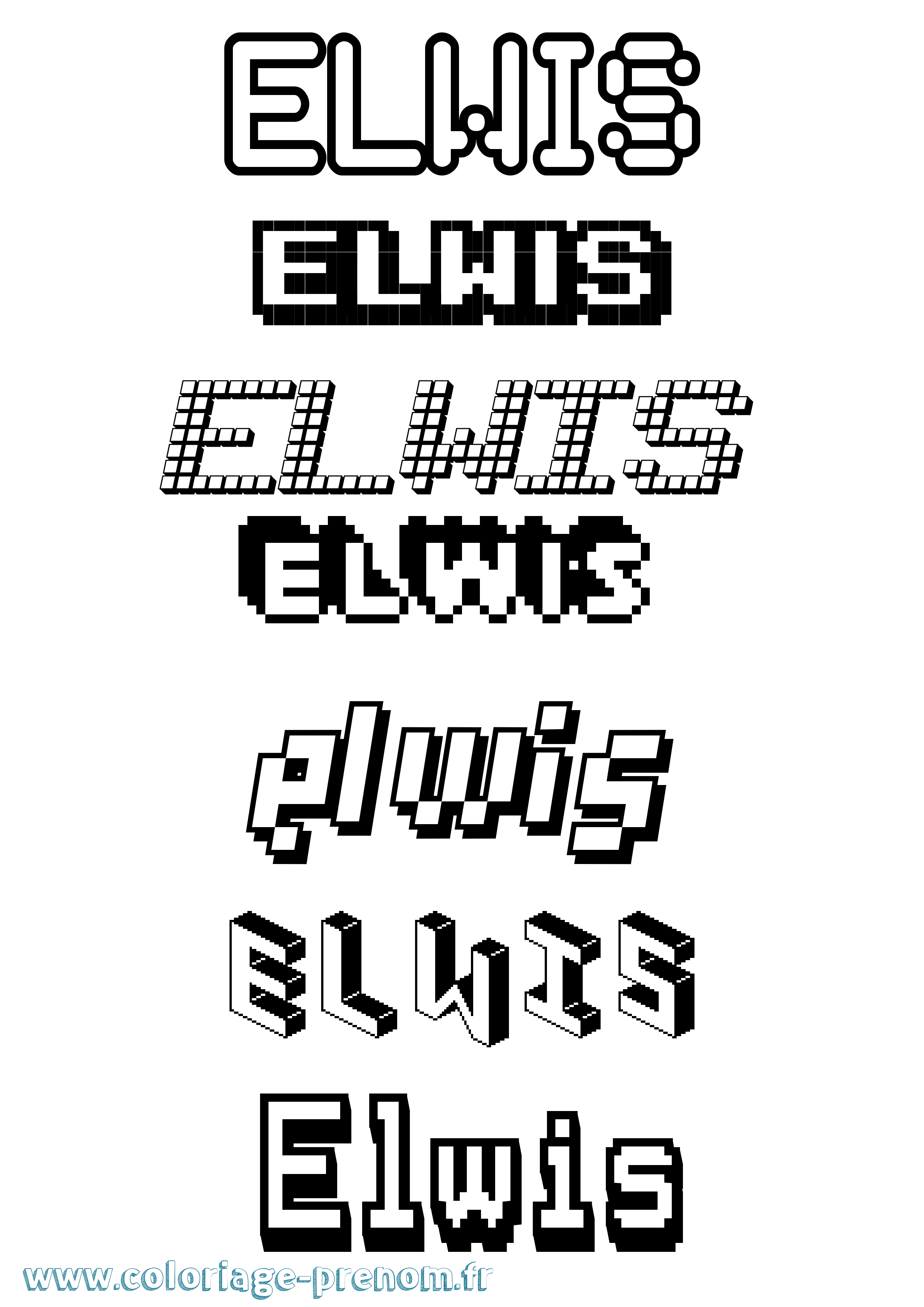 Coloriage Elwis Pixel Coloriage prénom Elwis Pixel