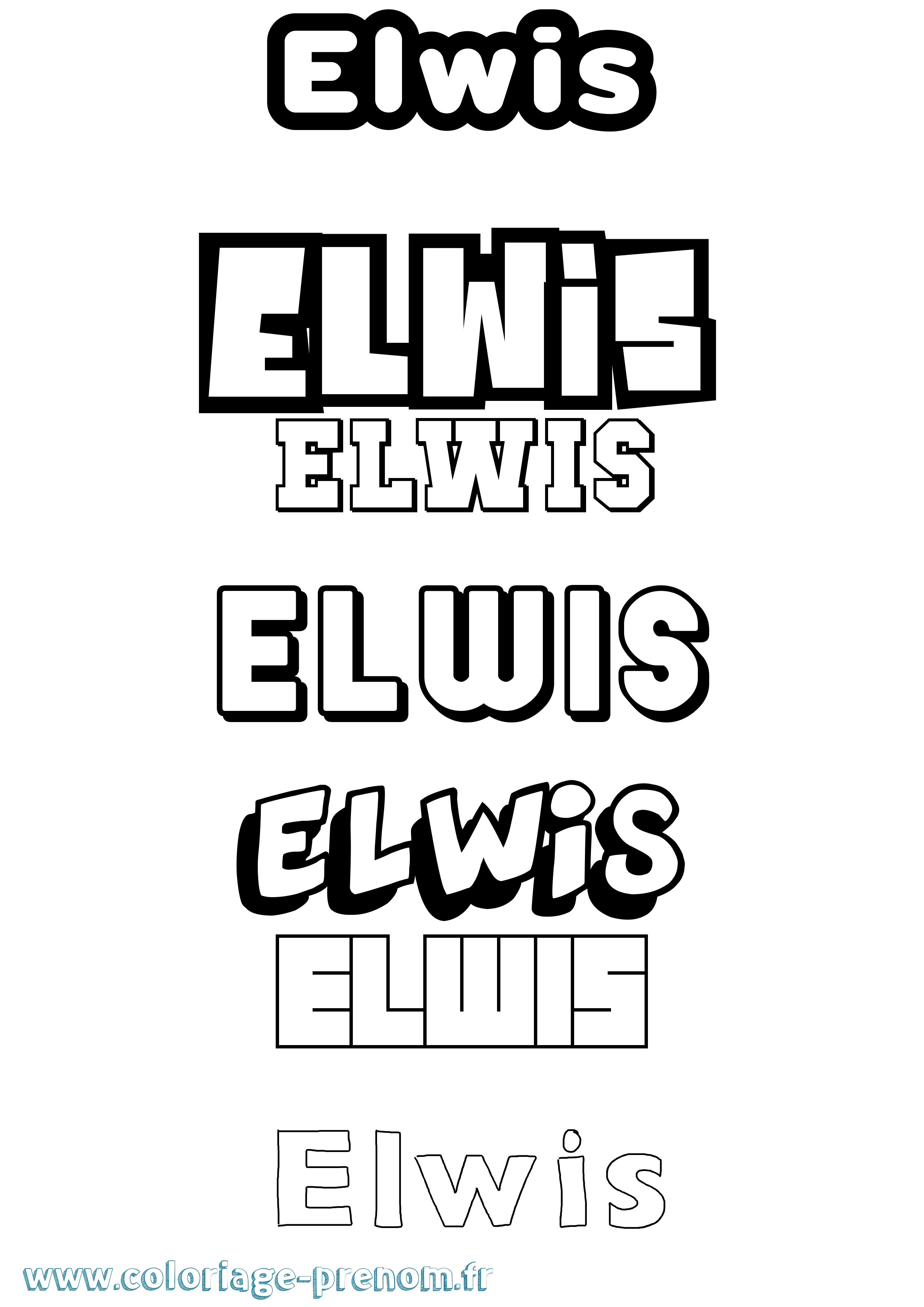 Coloriage Elwis Simple Coloriage prénom Elwis Simple