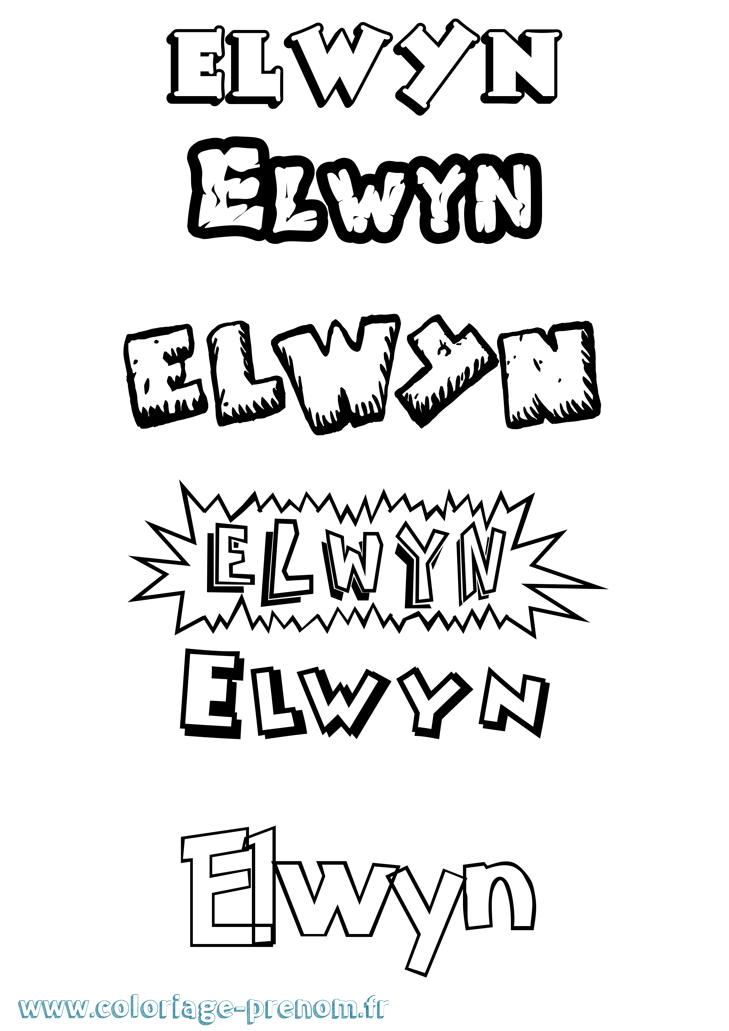 Coloriage Elwyn Dessin Animé Coloriage prénom Elwyn Dessin Animé