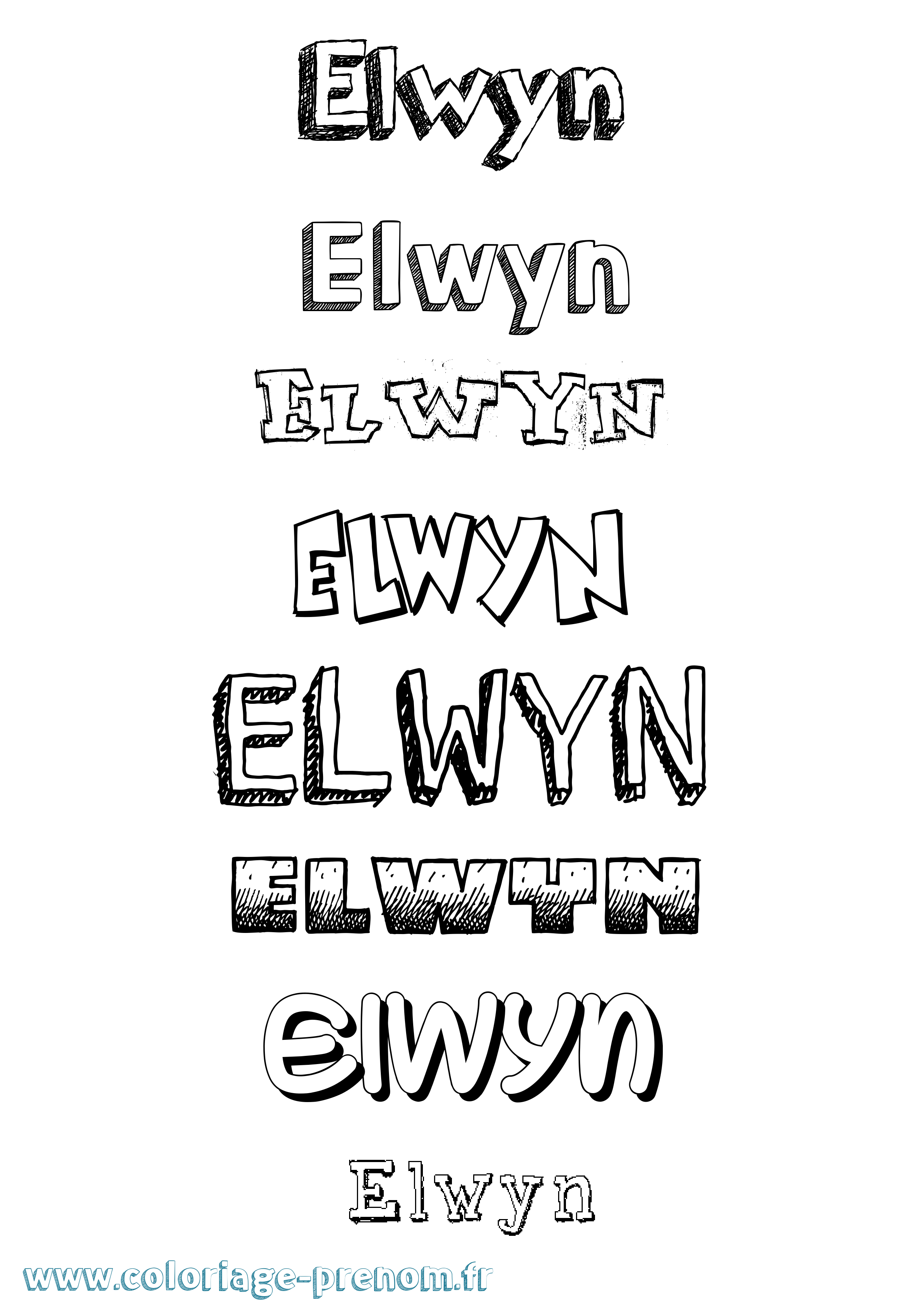 Coloriage Elwyn Dessiné Coloriage prénom Elwyn Dessiné