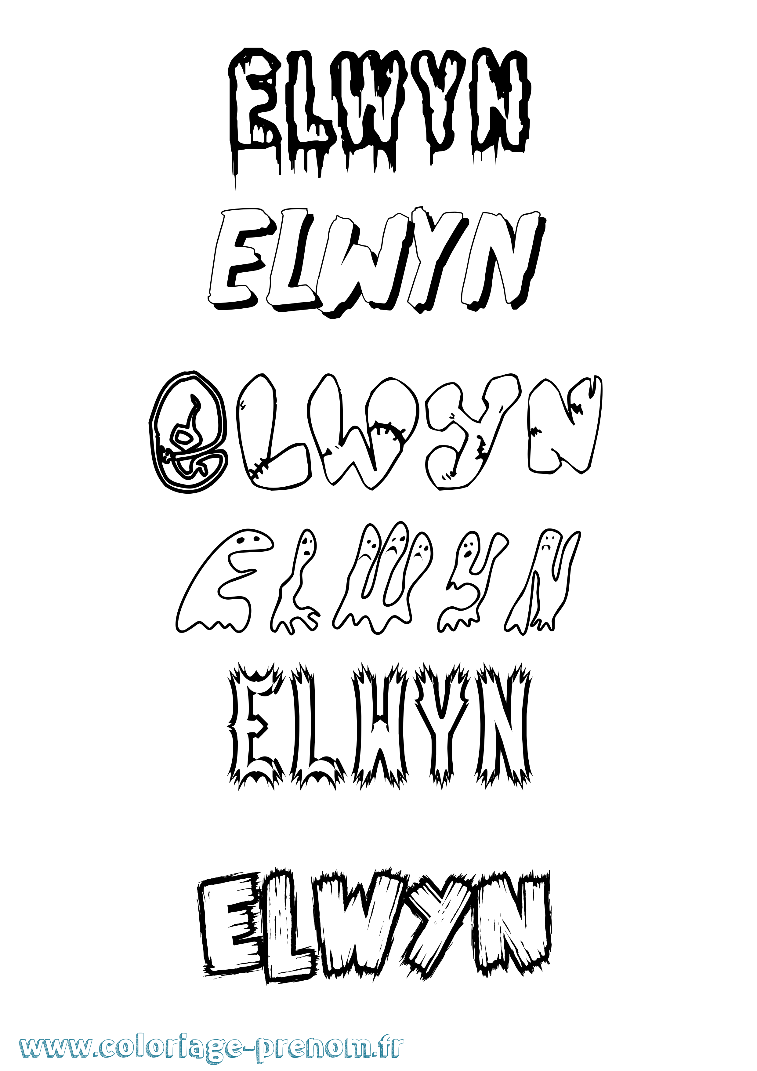 Coloriage Elwyn Frisson Coloriage prénom Elwyn Frisson