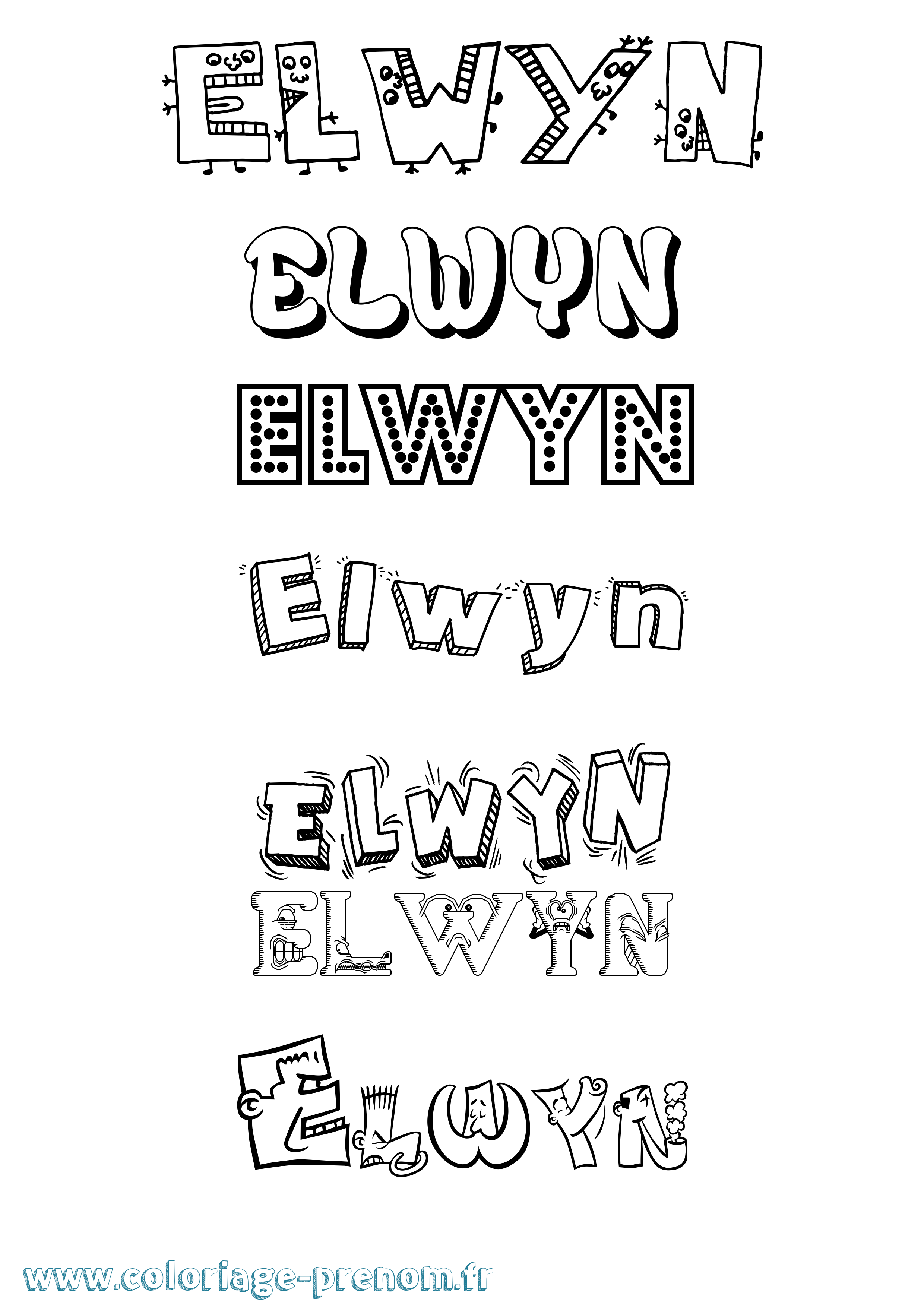 Coloriage Elwyn Fun Coloriage prénom Elwyn Fun