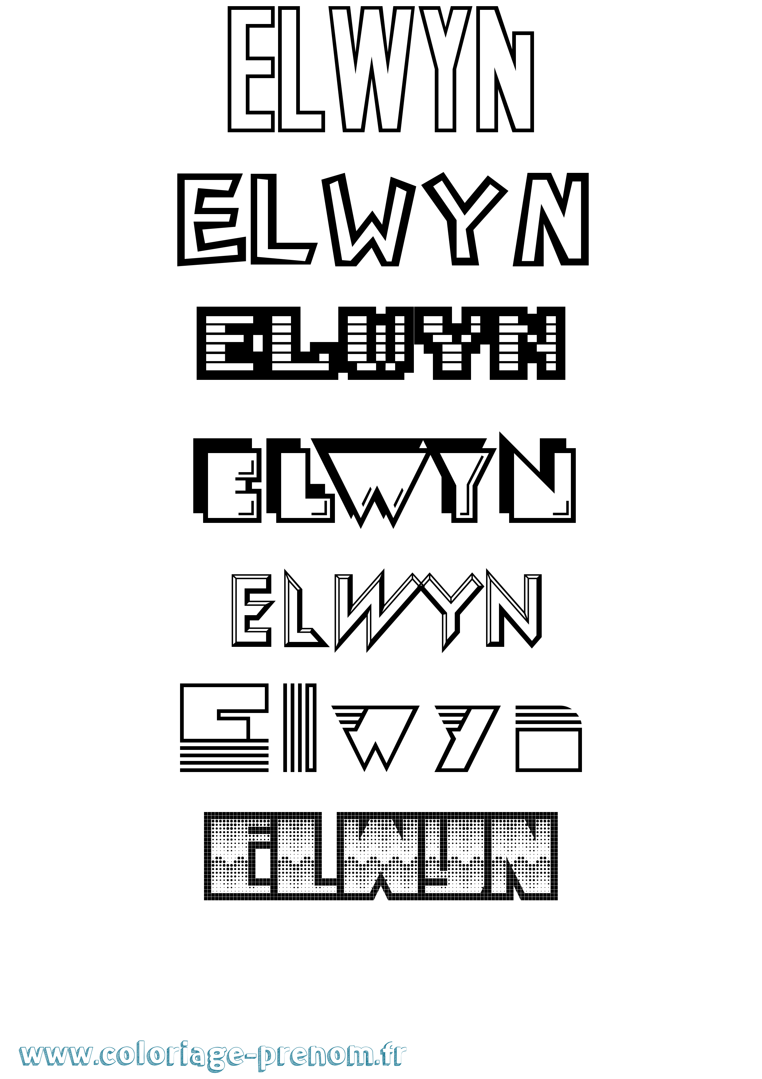 Coloriage Elwyn Jeux Vidéos Coloriage prénom Elwyn Jeux Vidéos