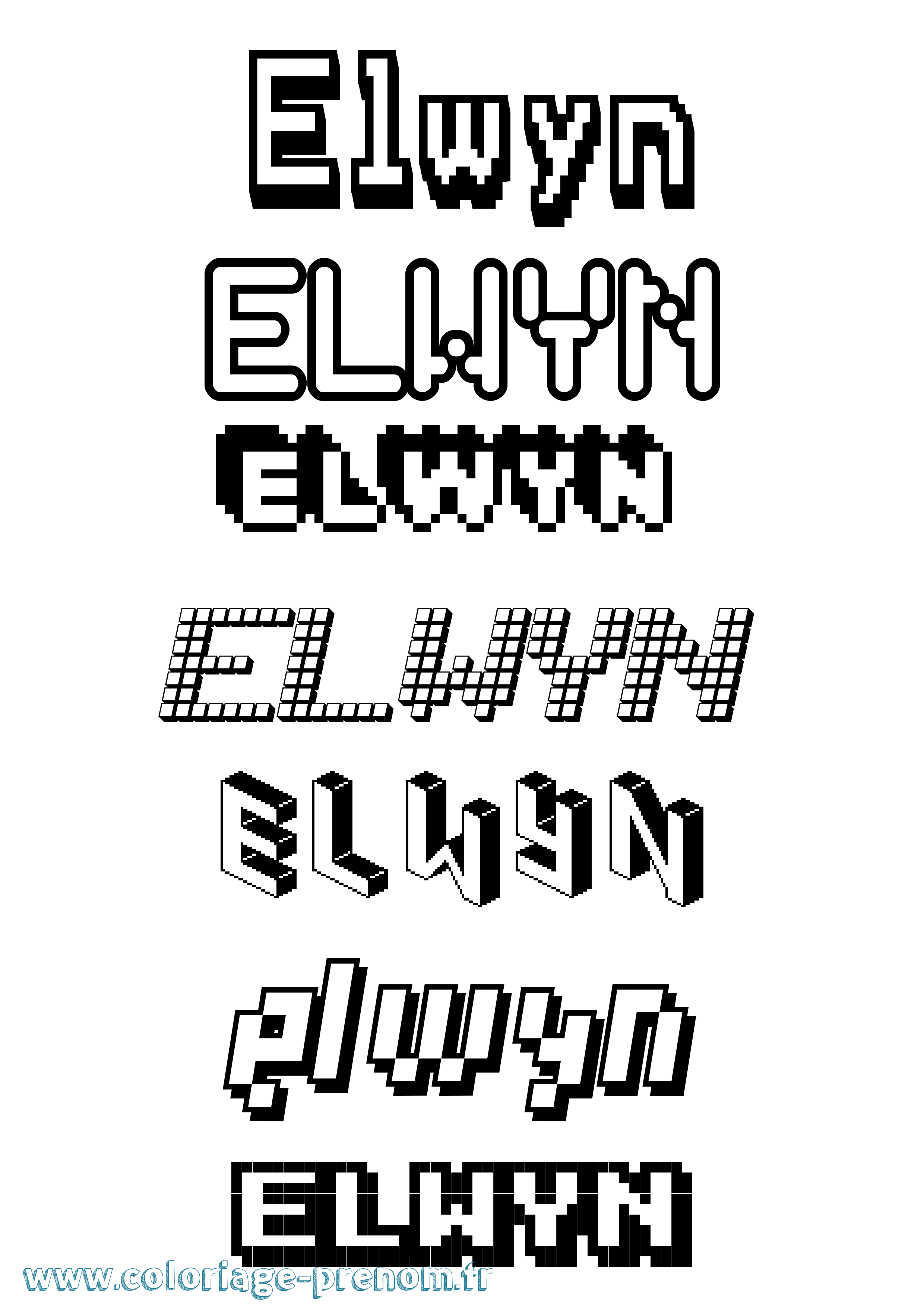 Coloriage Elwyn Pixel Coloriage prénom Elwyn Pixel