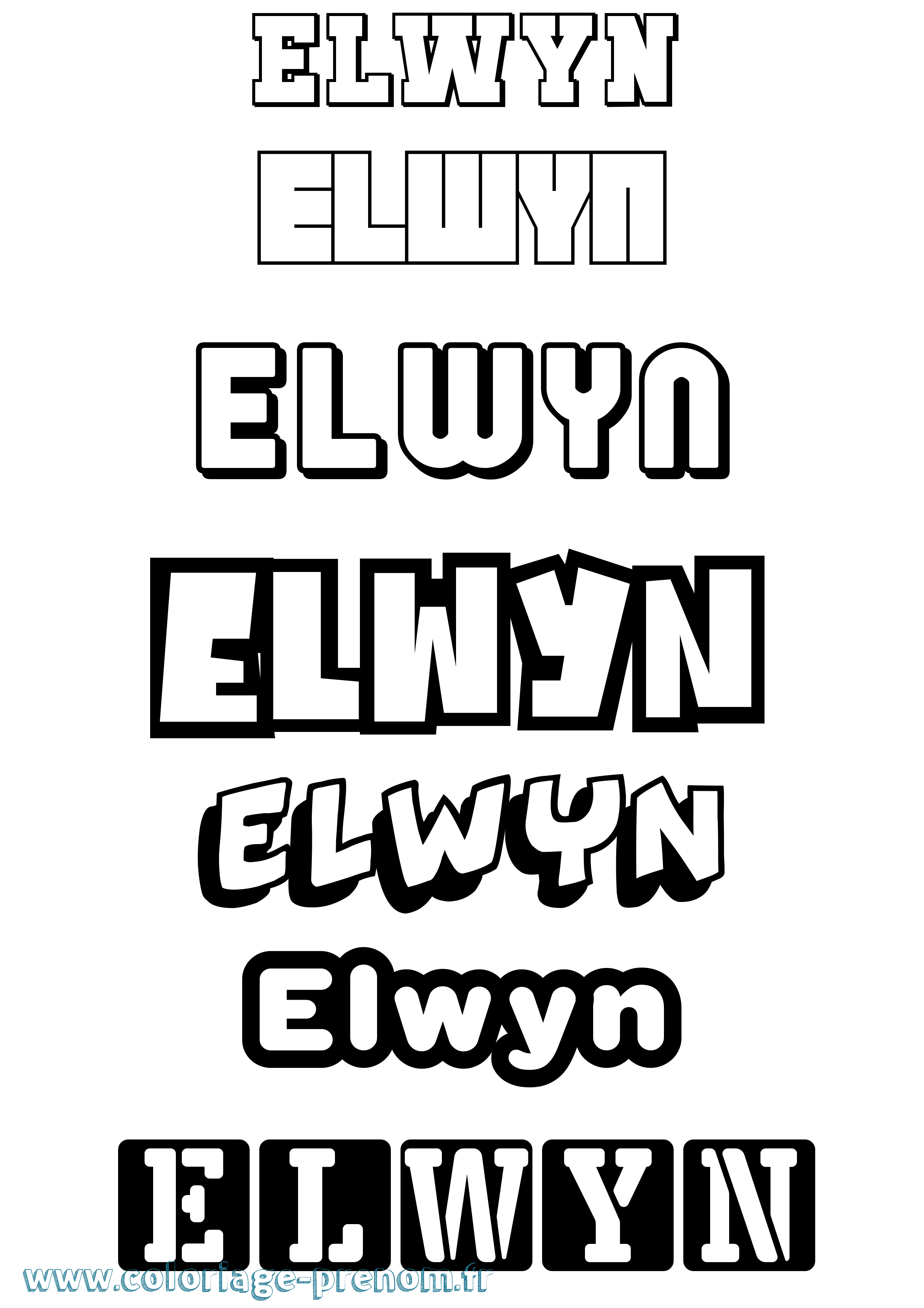 Coloriage Elwyn Simple Coloriage prénom Elwyn Simple