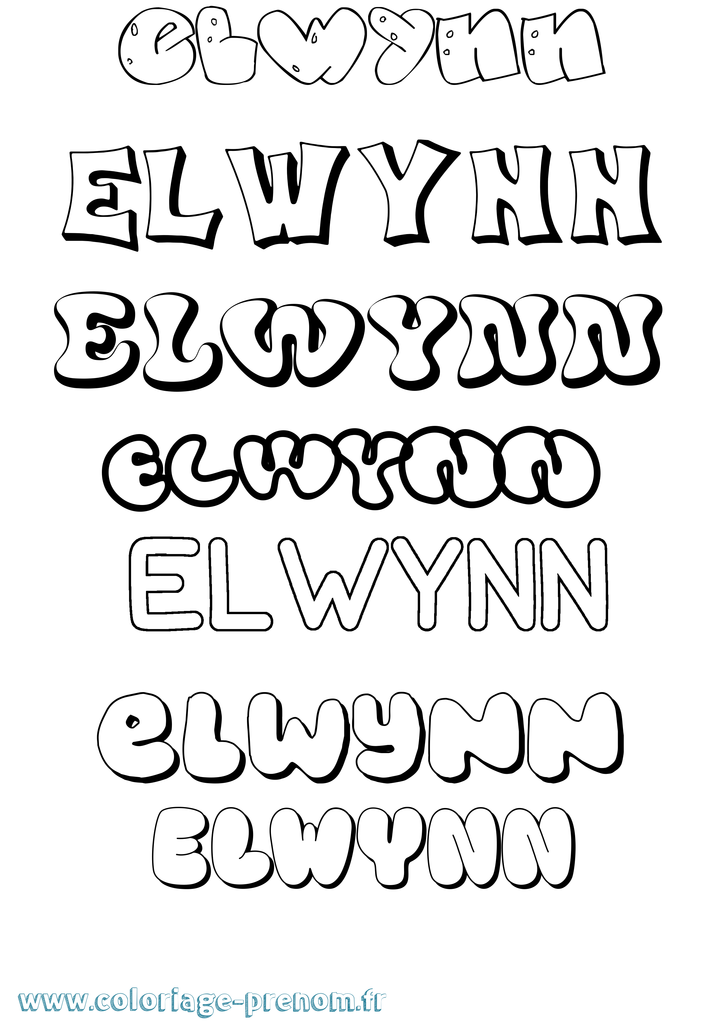 Coloriage Elwynn Bubble Coloriage prénom Elwynn Bubble