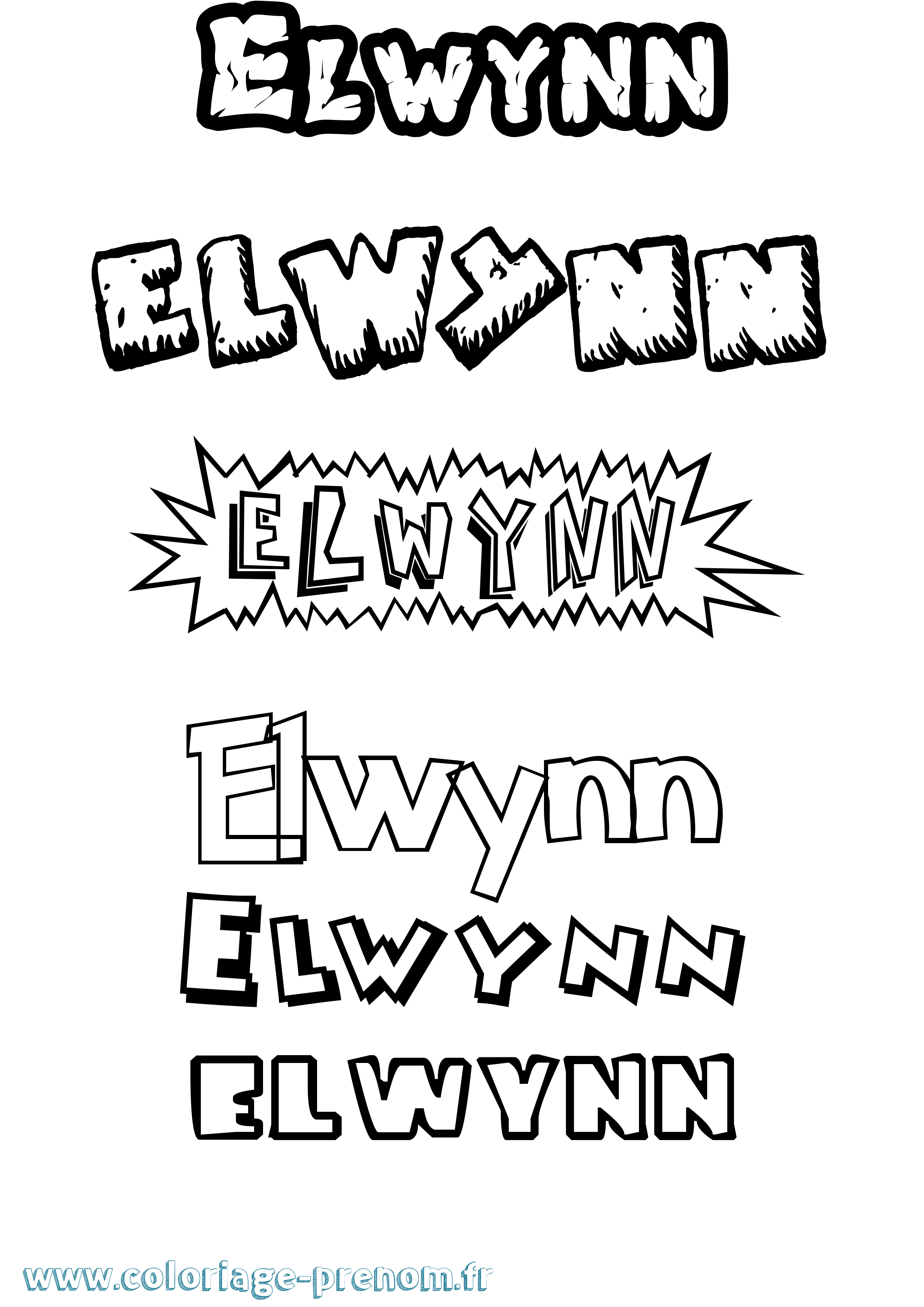 Coloriage Elwynn Dessin Animé Coloriage prénom Elwynn Dessin Animé