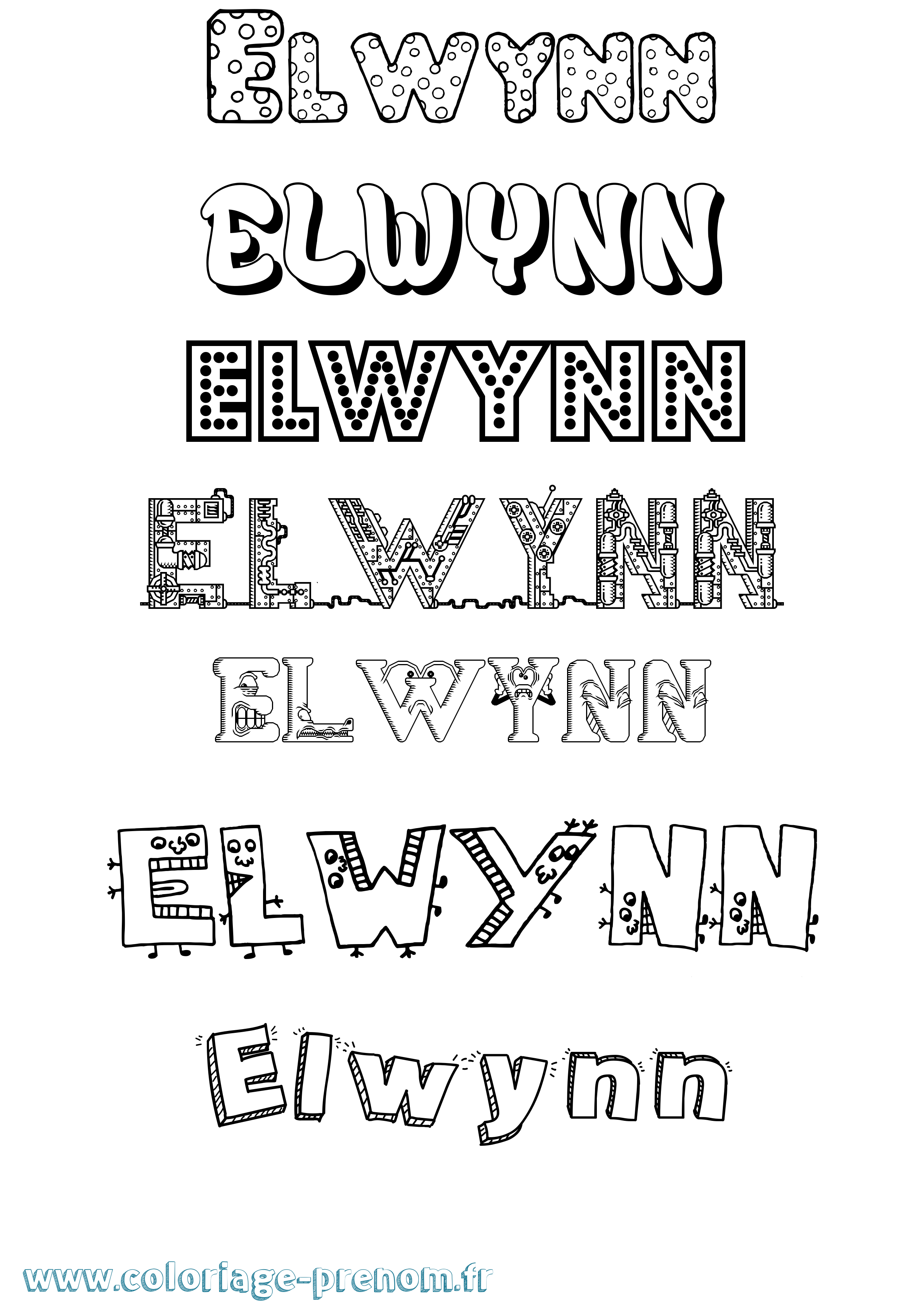 Coloriage Elwynn Fun Coloriage prénom Elwynn Fun