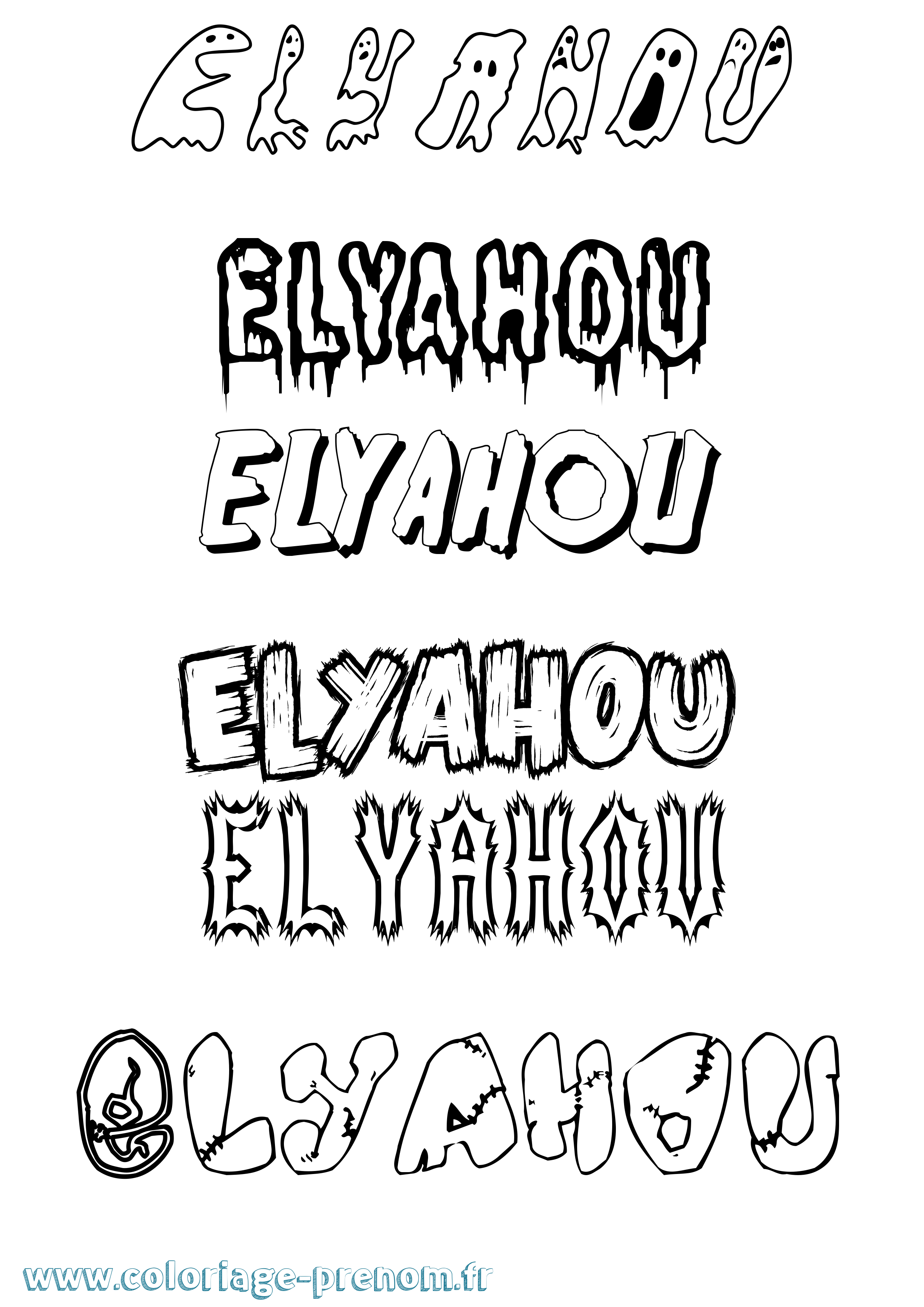 Coloriage Elyahou Frisson Coloriage prénom Elyahou Frisson