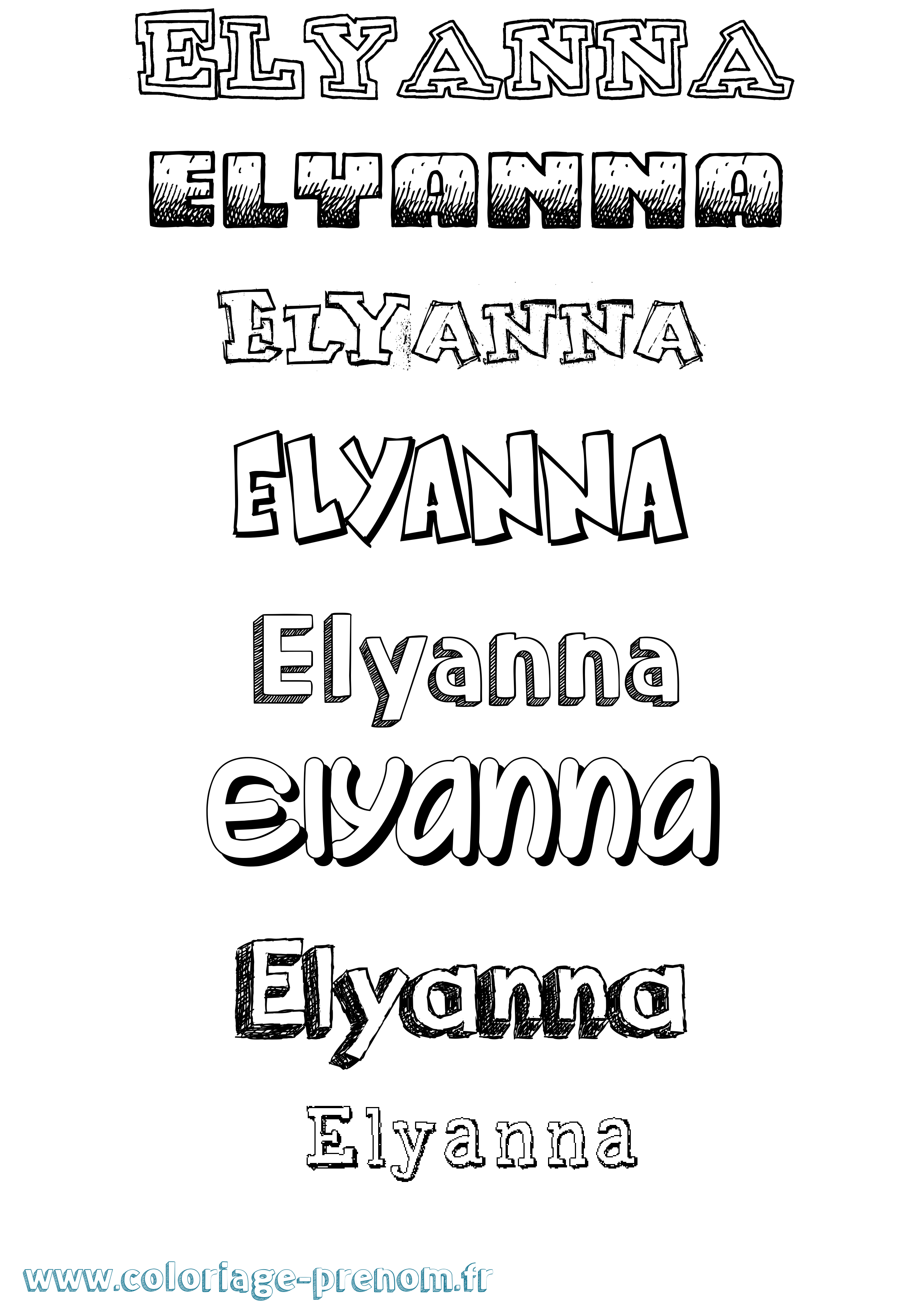 Coloriage Elyanna Dessiné Coloriage prénom Elyanna Dessiné