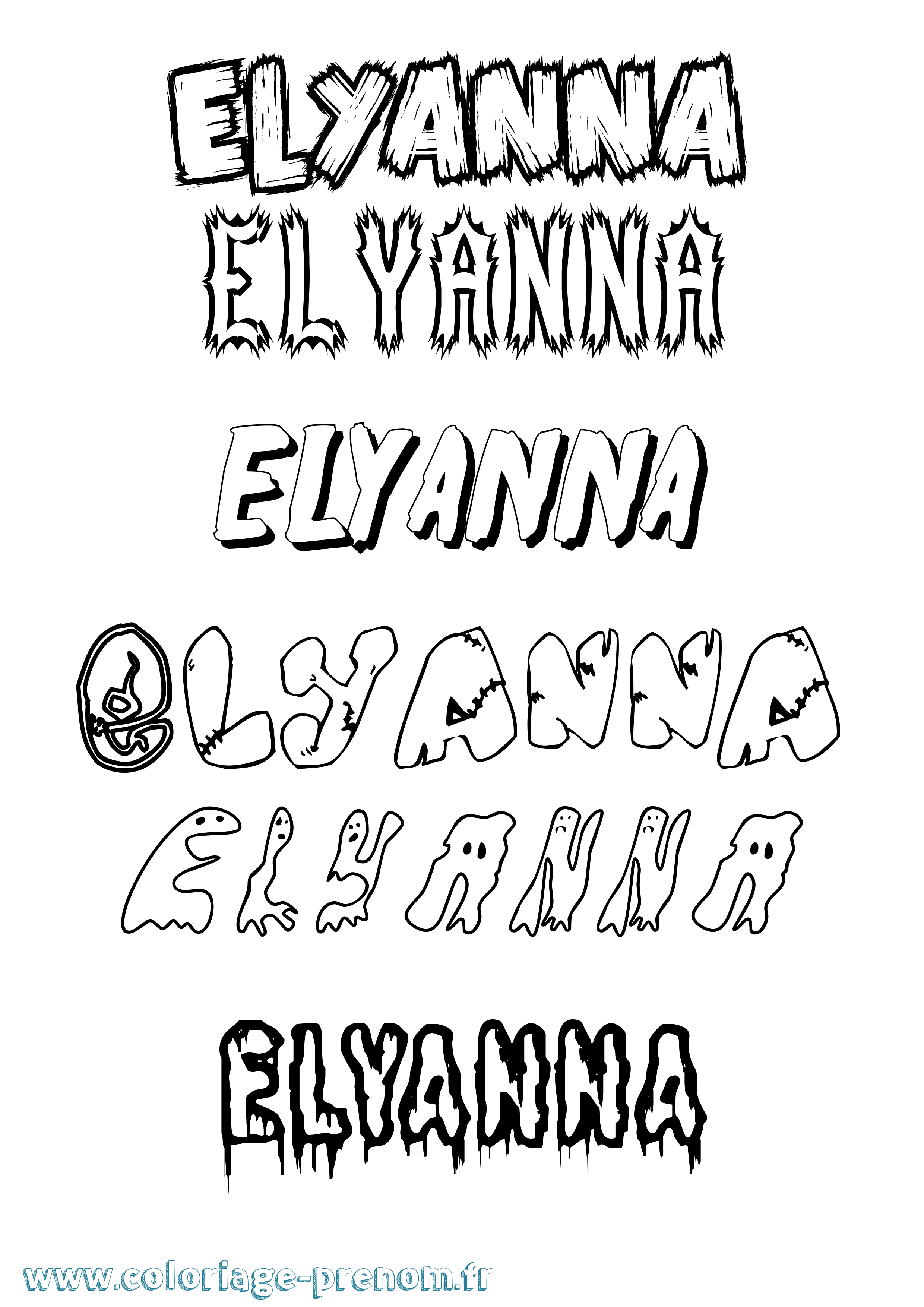 Coloriage Elyanna Frisson Coloriage prénom Elyanna Frisson