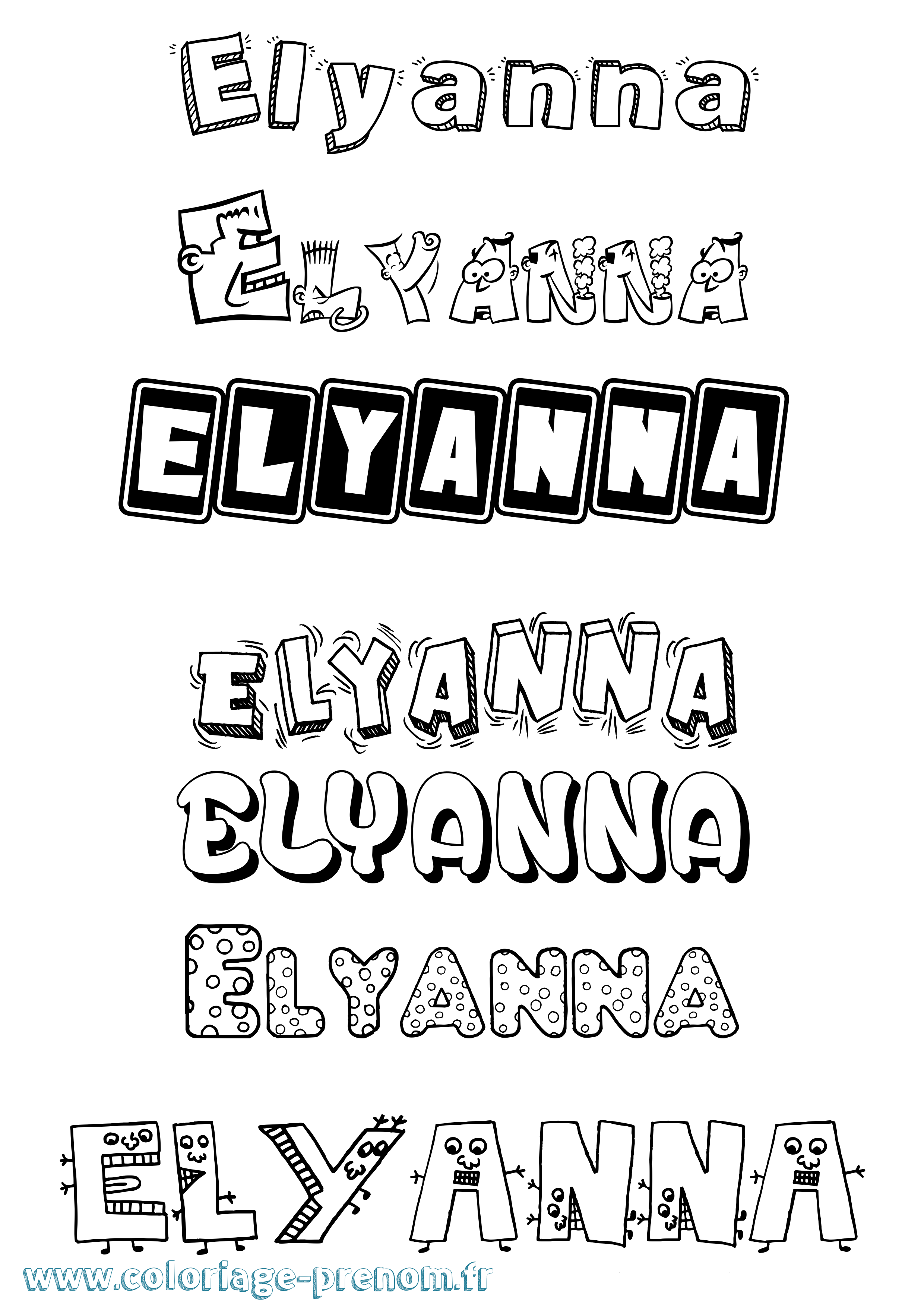 Coloriage Elyanna Fun Coloriage prénom Elyanna Fun